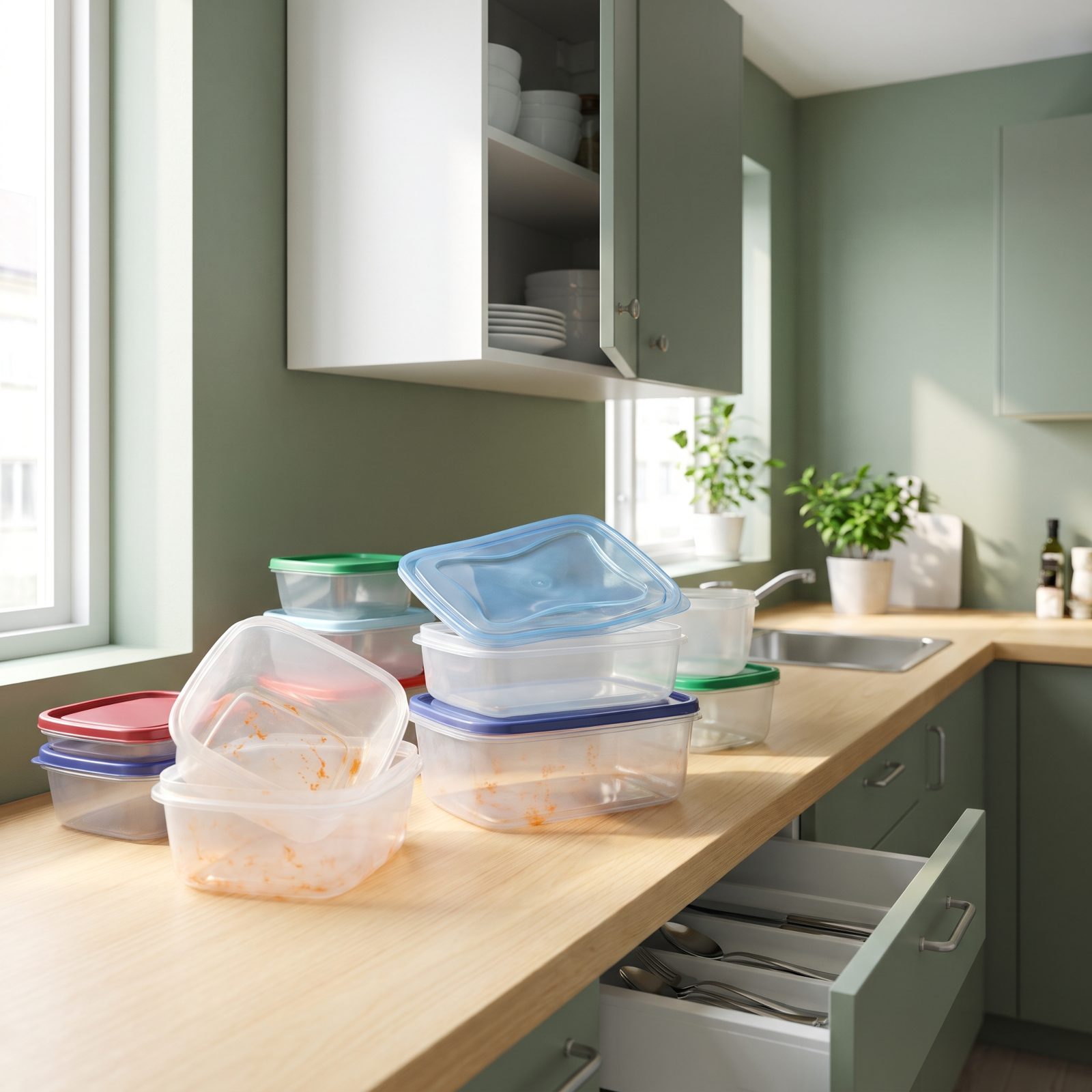 Mismatched Plastic Food Containers