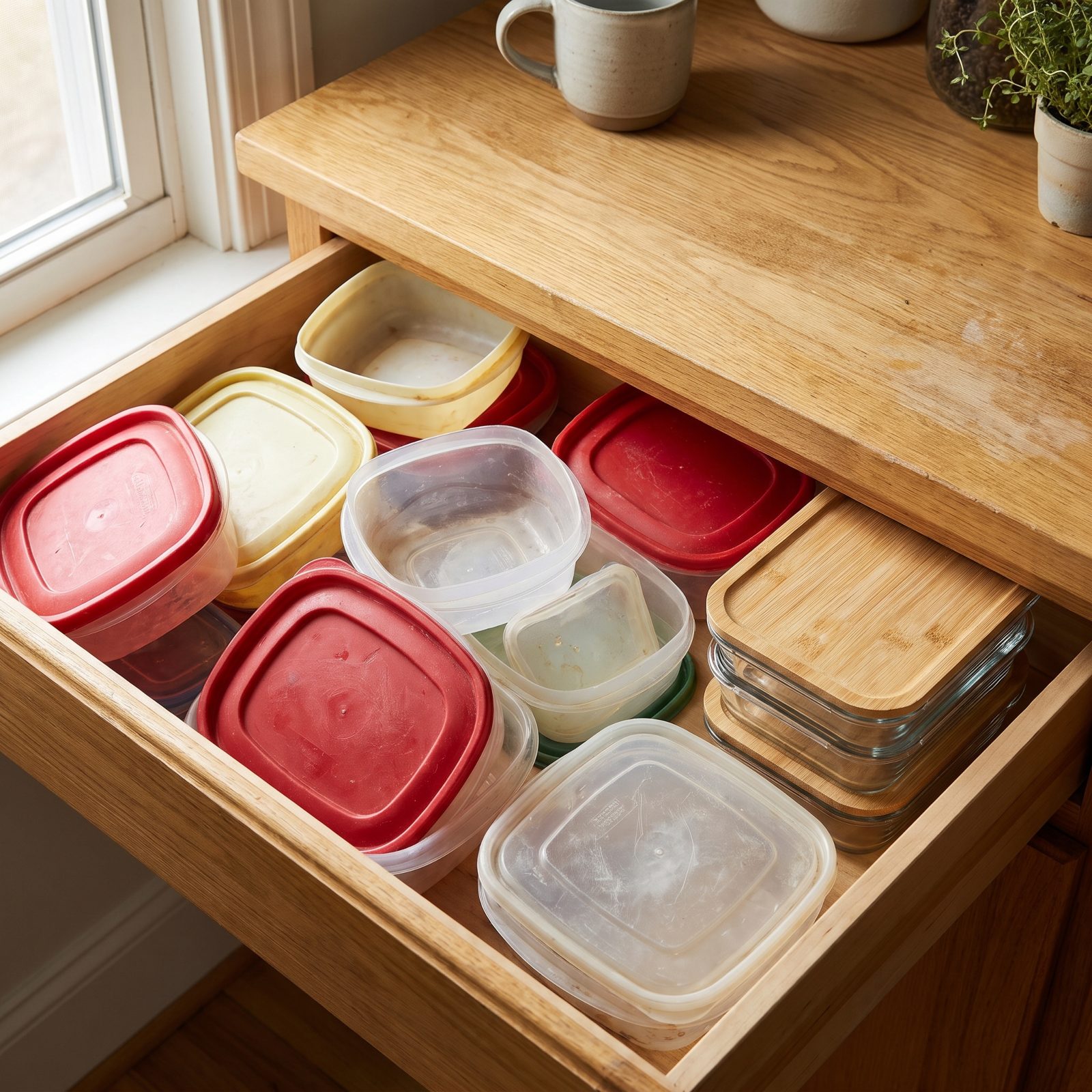 Mismatched Plastic Food Containers With No Matching Lids