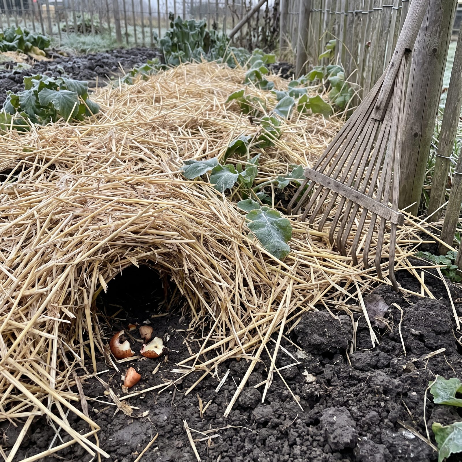Mounding Loose Straw That Becomes a Vole Hotel