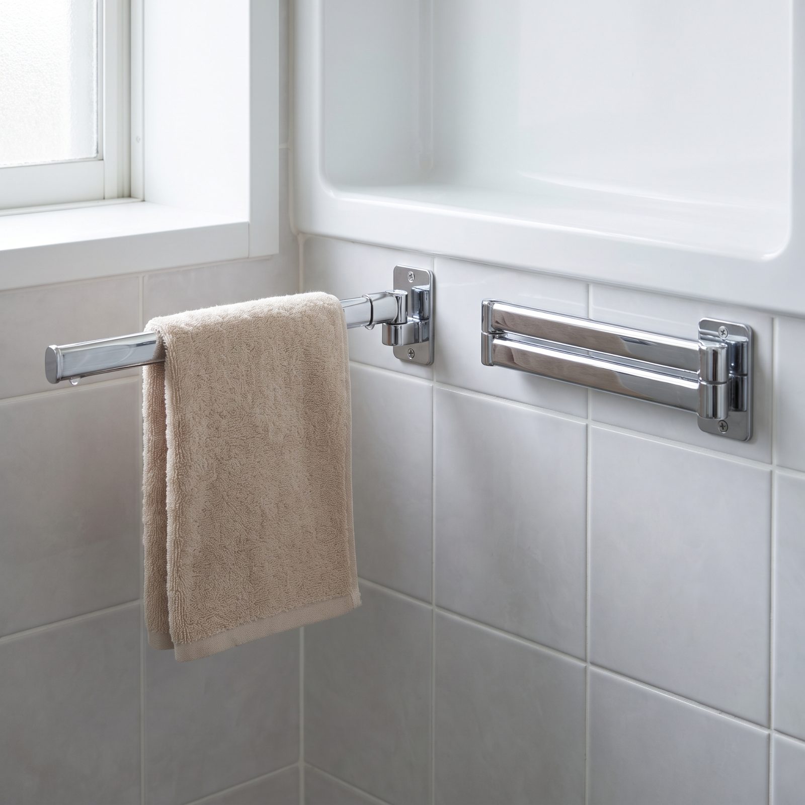 Mount a Folding Towel Bar That Collapses Against the Wall