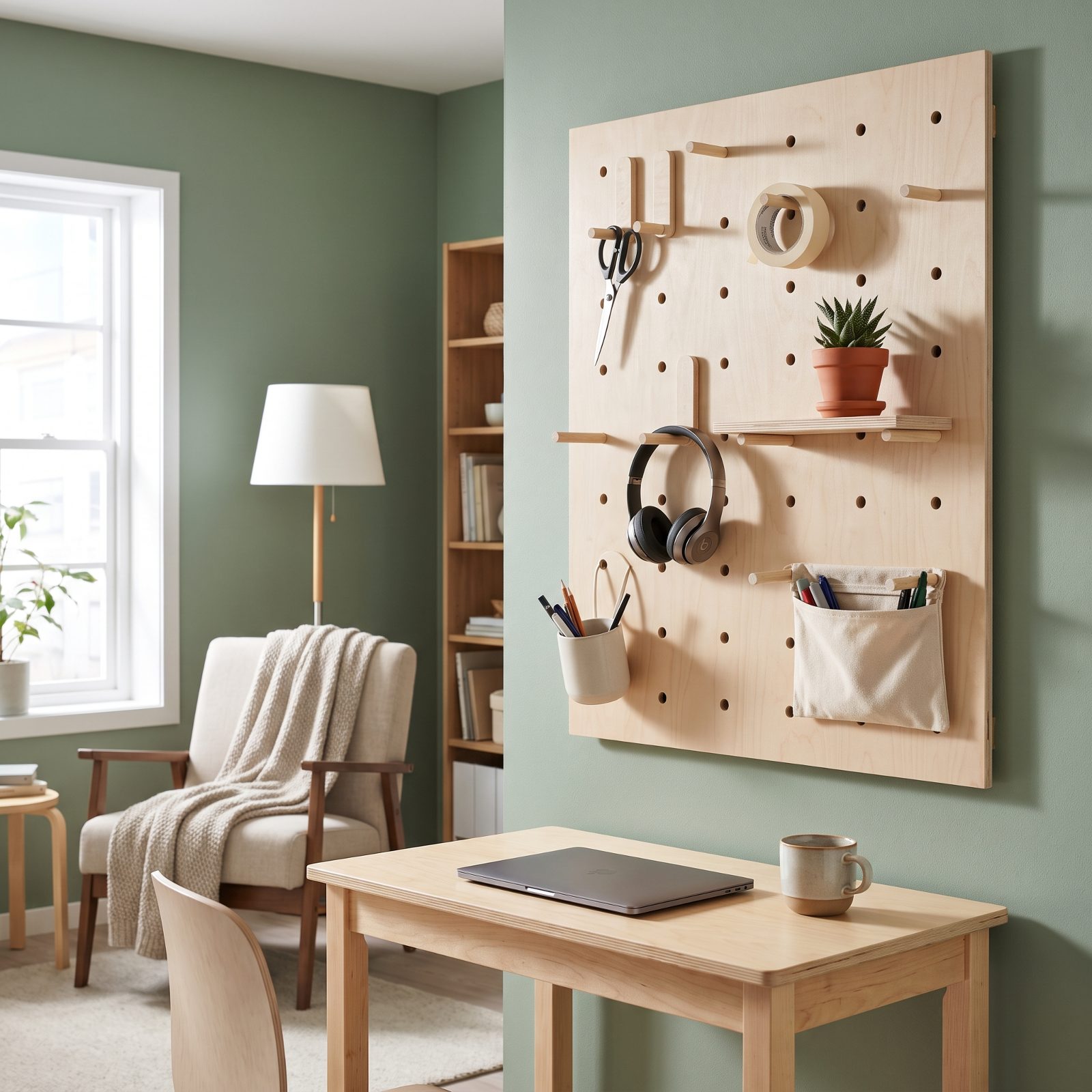 Mount Pegboard Above a Desk for Movable Vertical Storage