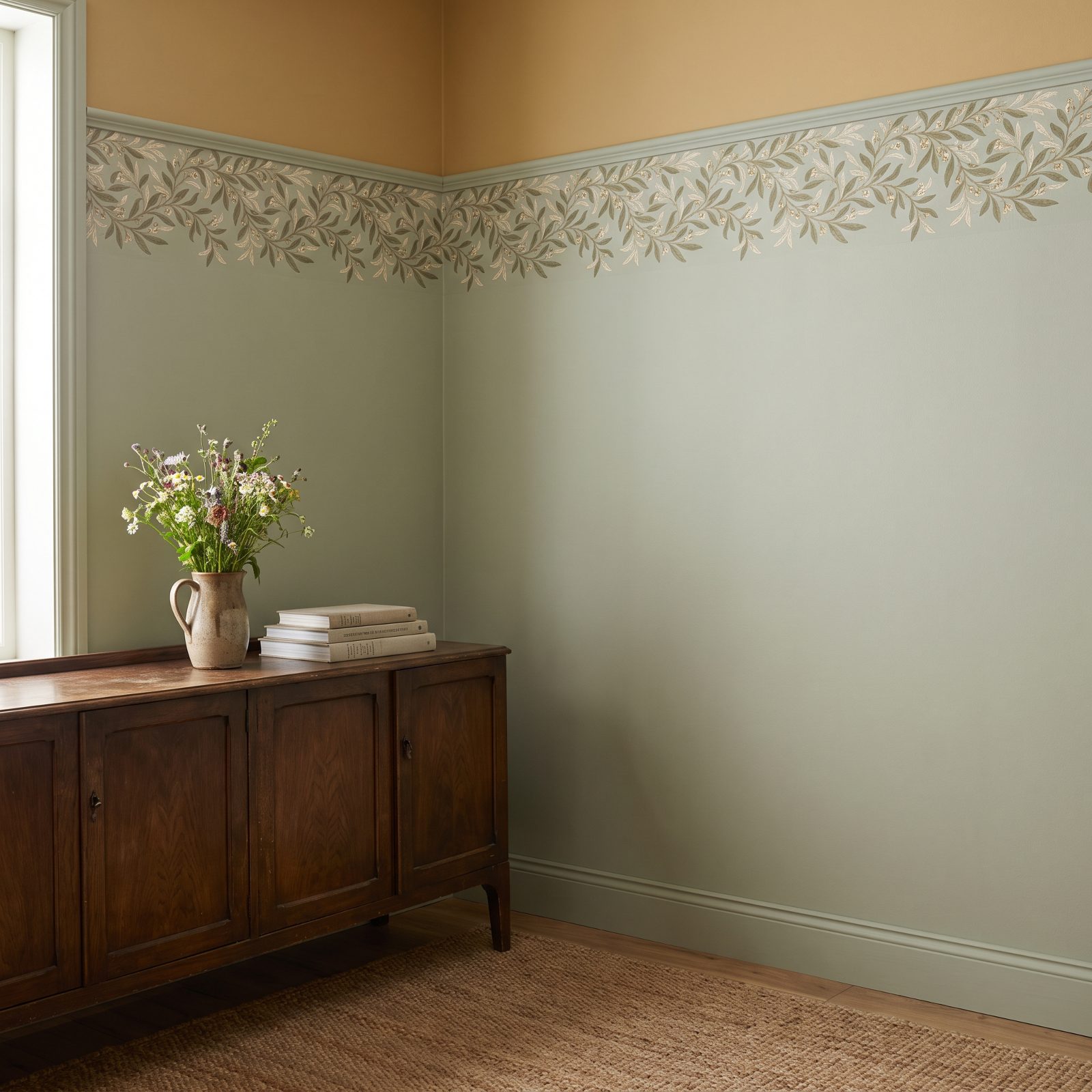 Narrow Wallpaper Borders Used as Architectural Trim