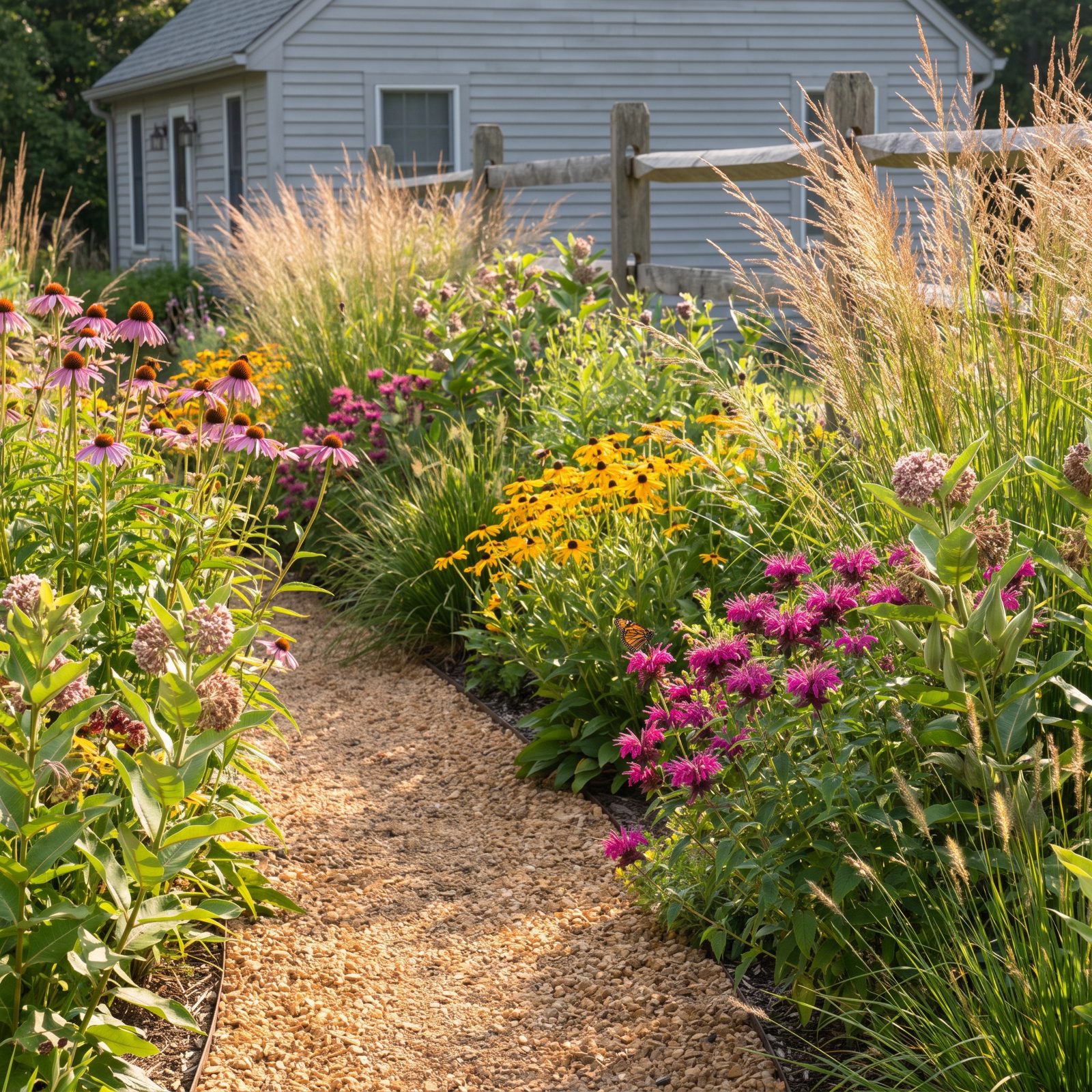 Native Pollinator Borders Buzzing From April to Frost