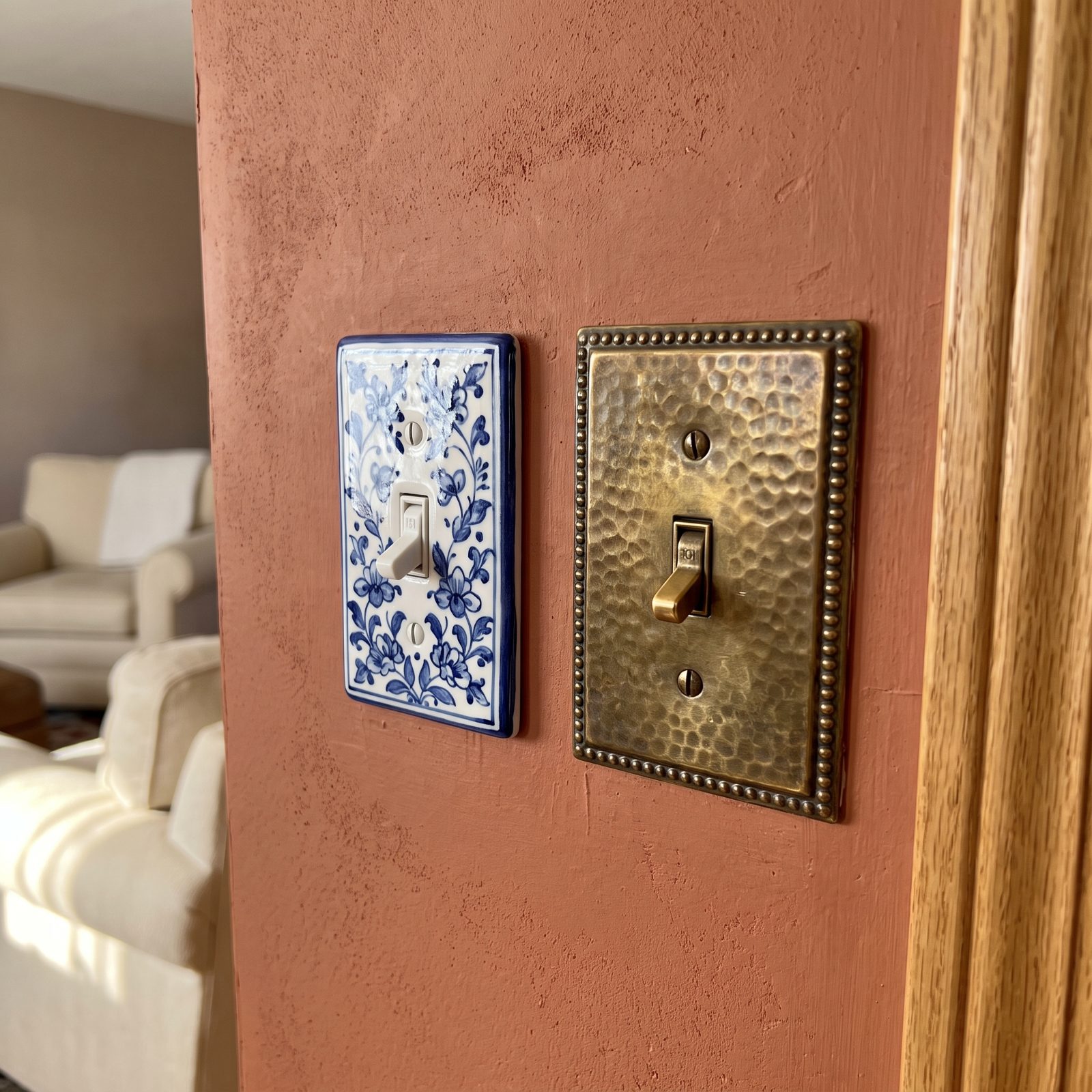 Ornate Metal and Ceramic Switch Plates