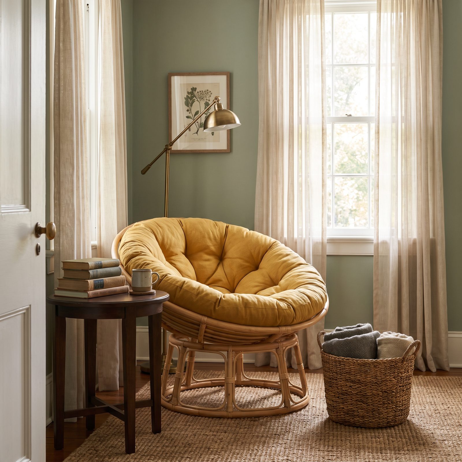 Papasan Chairs Reborn in Reading Corners With Grown-Up Cushions