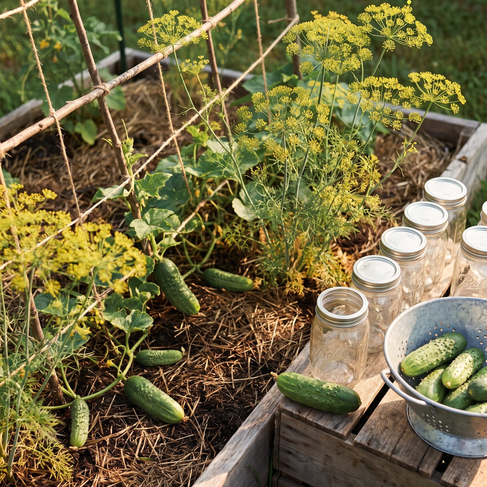 Pickling Cucumbers Grown With Flowering Dill