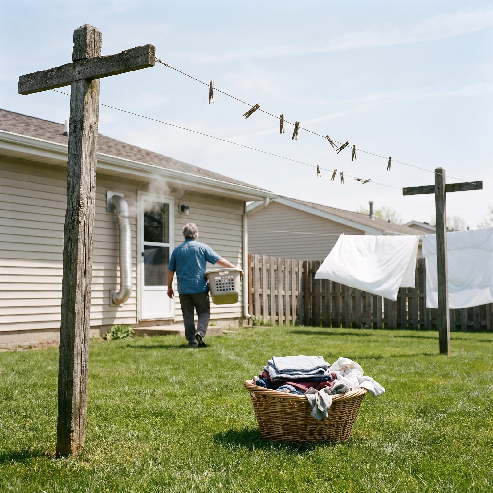 Pinning Laundry on the Backyard Line