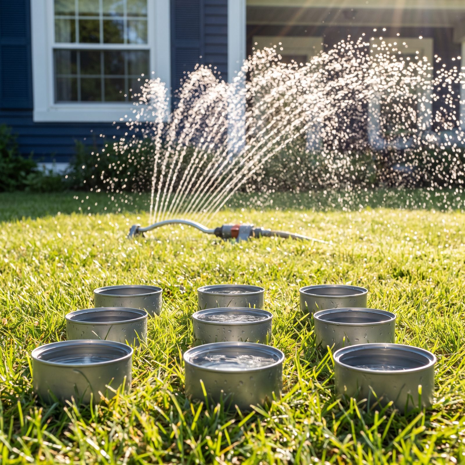 Place Tuna Cans Under Sprinklers to Measure Water Distribution