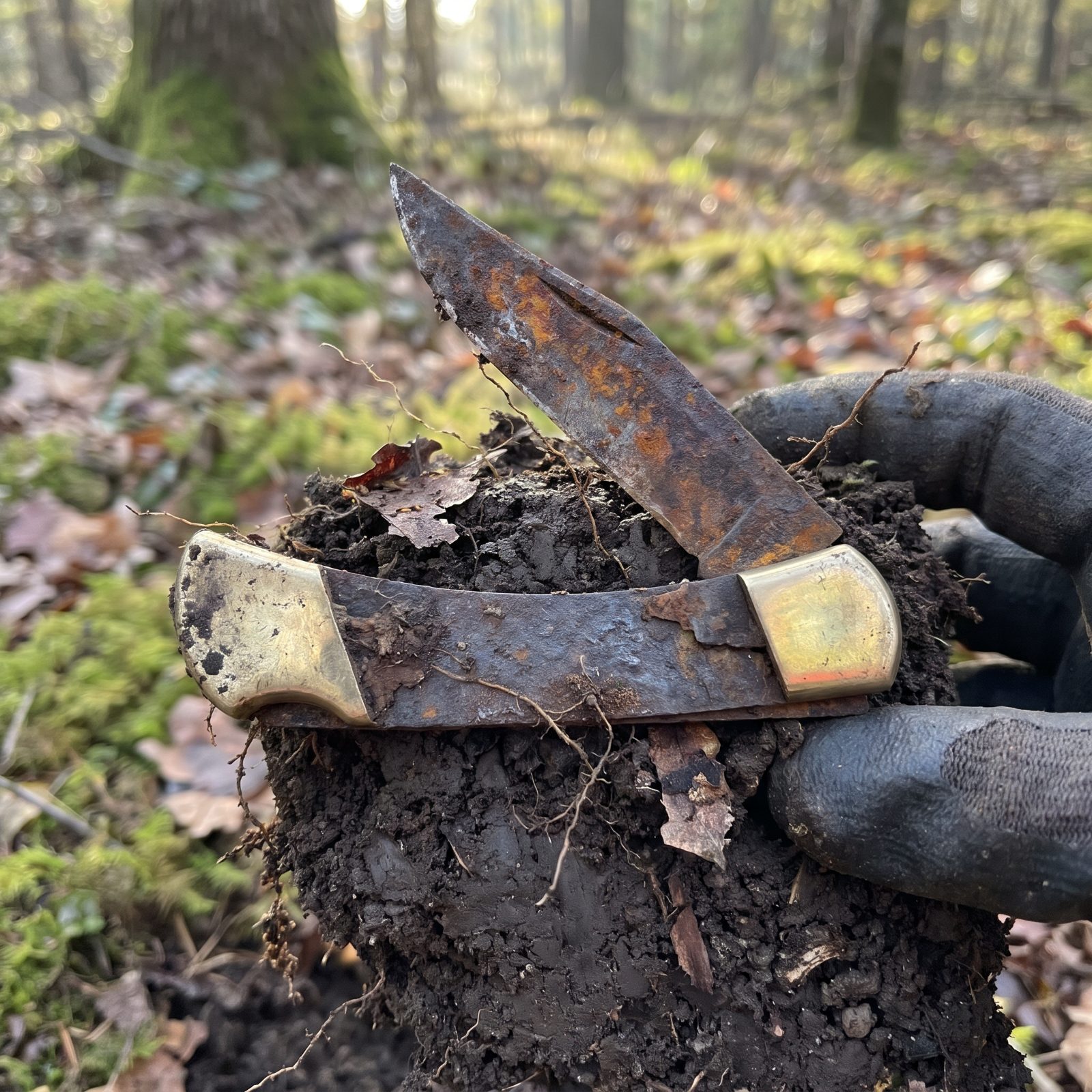 Pocket Knives: Corroded Folding Knives With Recognizable Bolsters and Blades