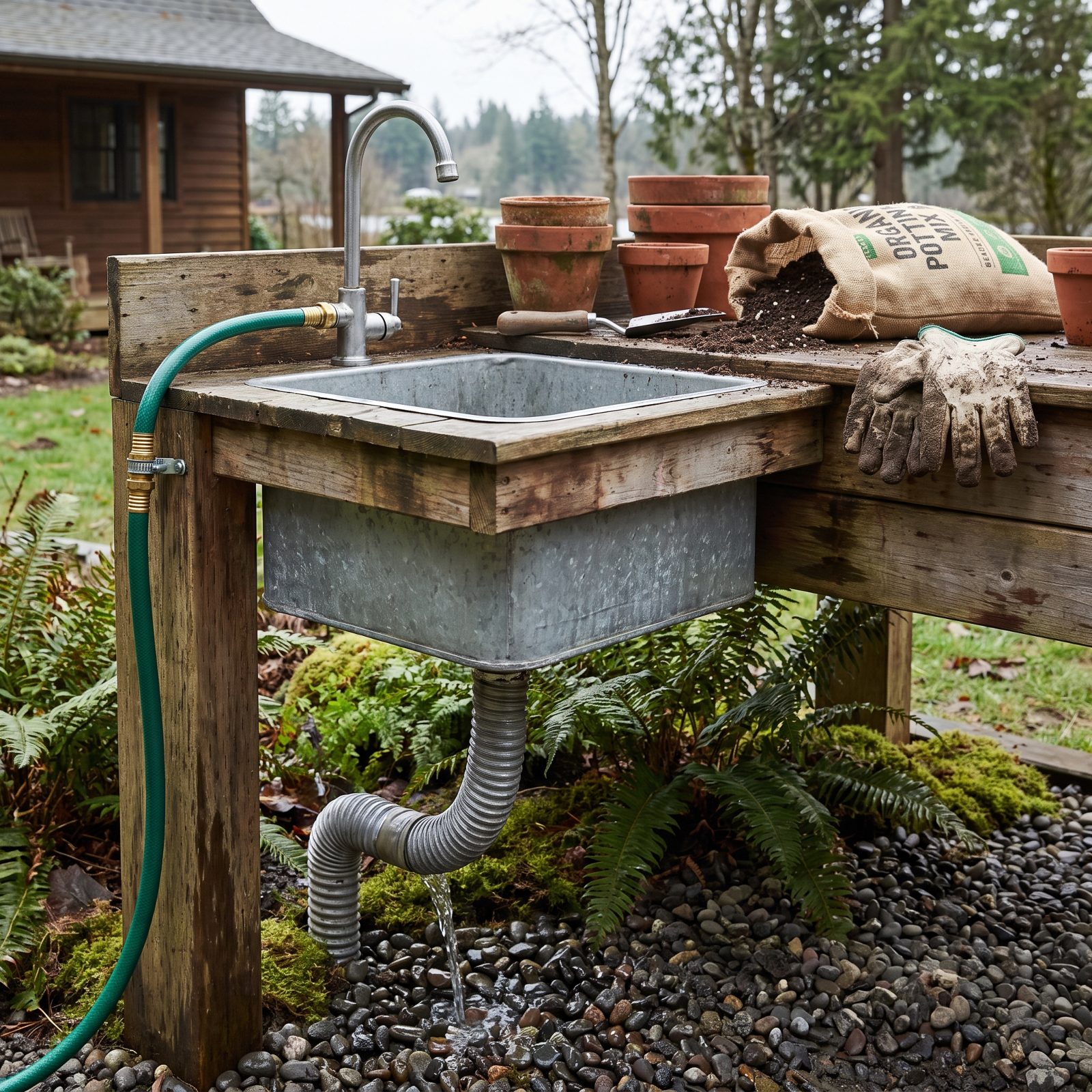 A Potting Sink That Runs Off the Garden Hose