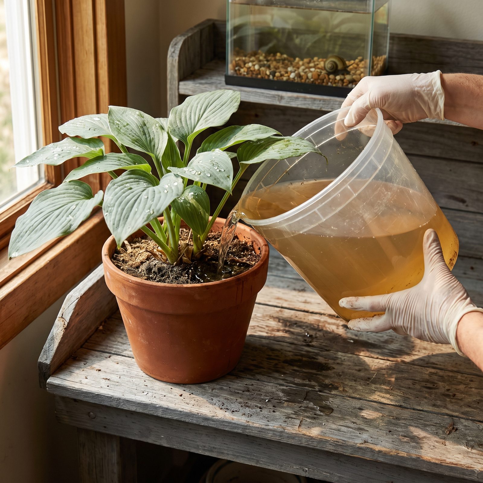 Pour Old Aquarium Water on Ornamentals Instead of Dumping It