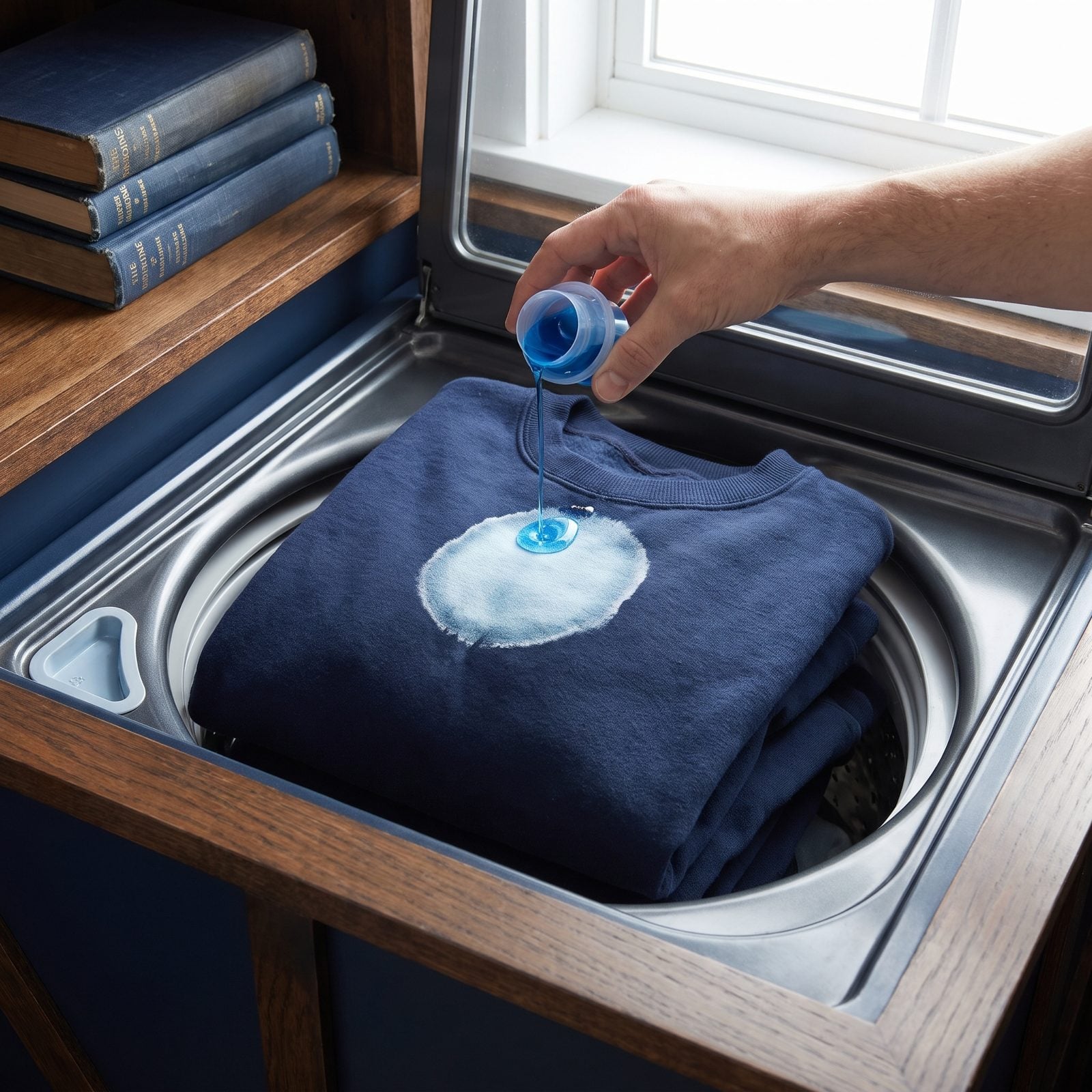 Pouring Detergent Directly Onto Dry Clothing