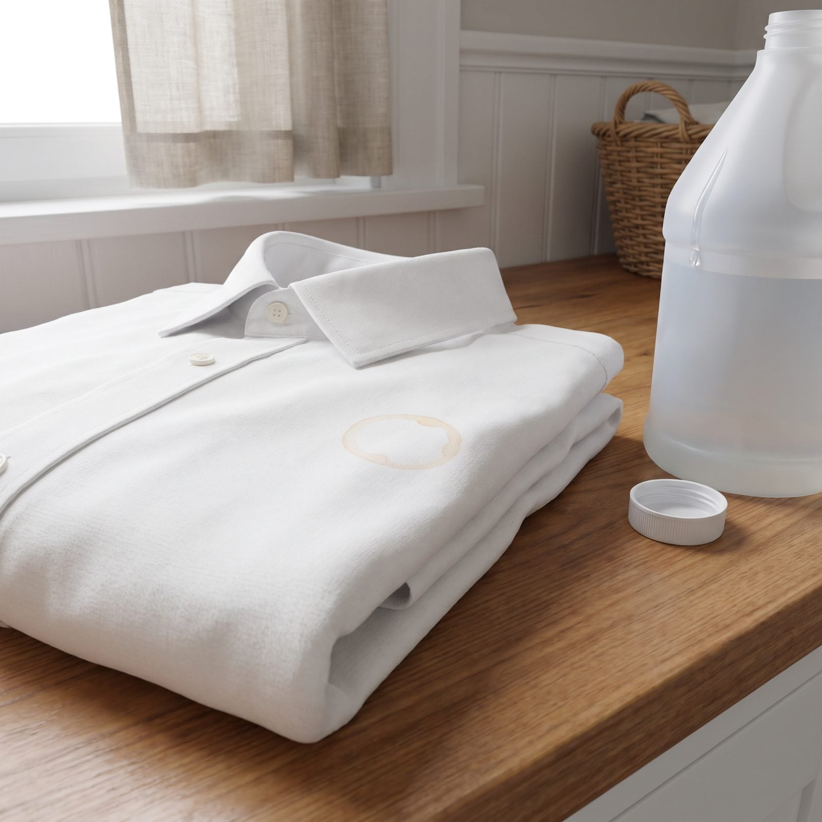 Pouring Undiluted Bleach Straight Onto the Fabric