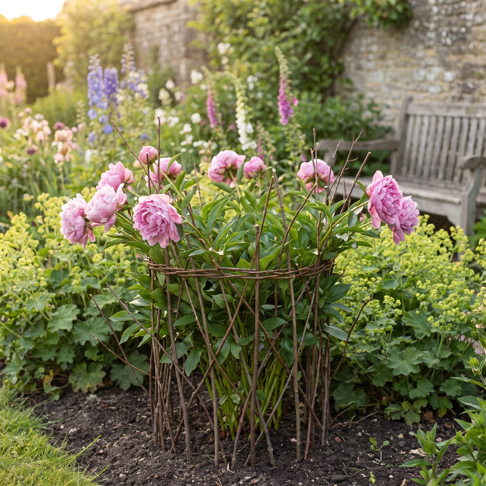 Prop Floppy Flowers With Nearly Invisible Twiggy Prunings