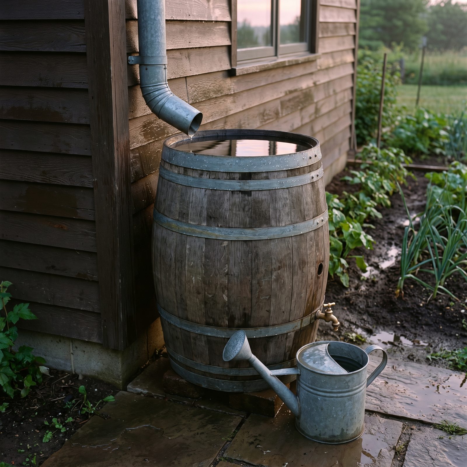 Rainwater Collected in a Simple Barrel