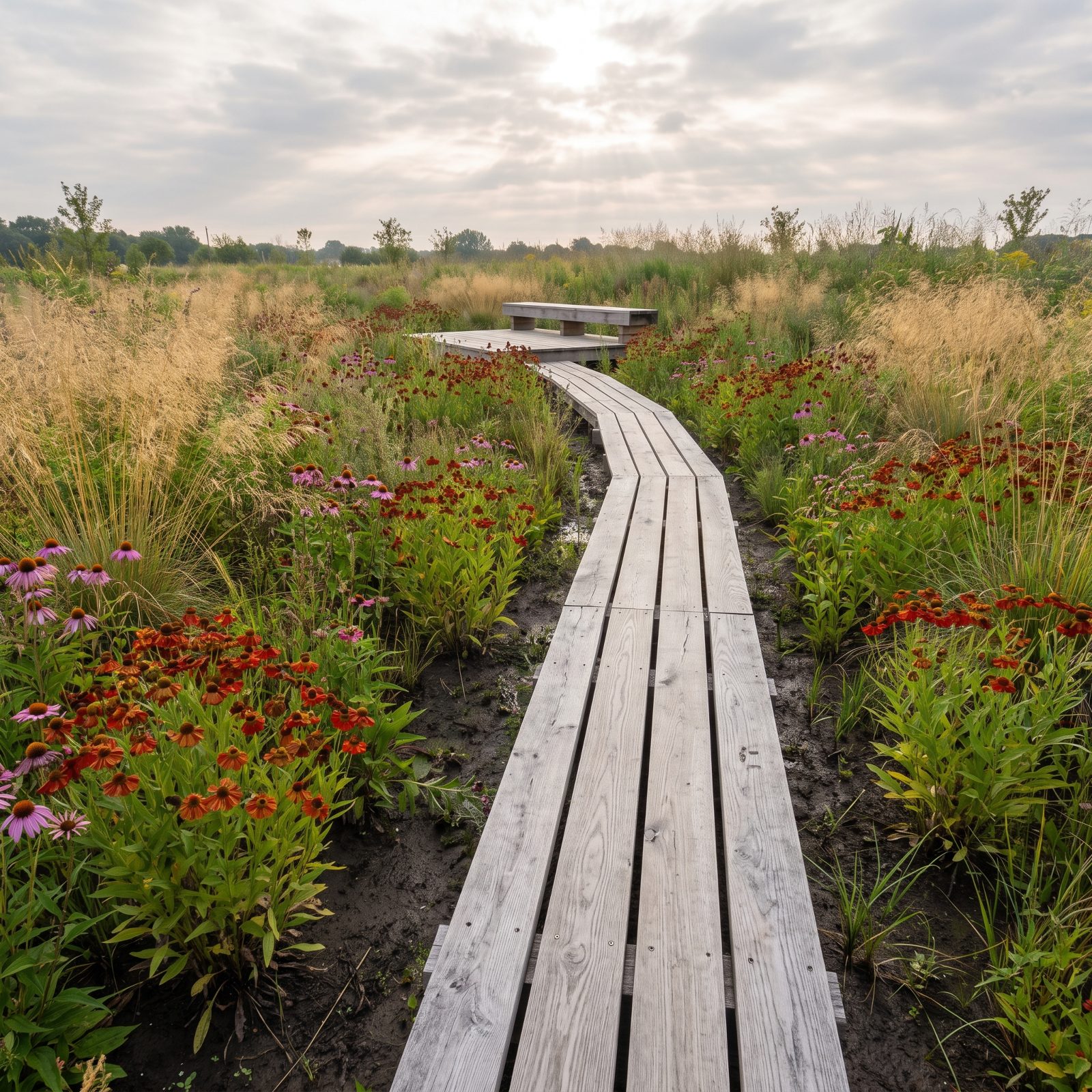 Raised Boardwalks That Float Over the Planting