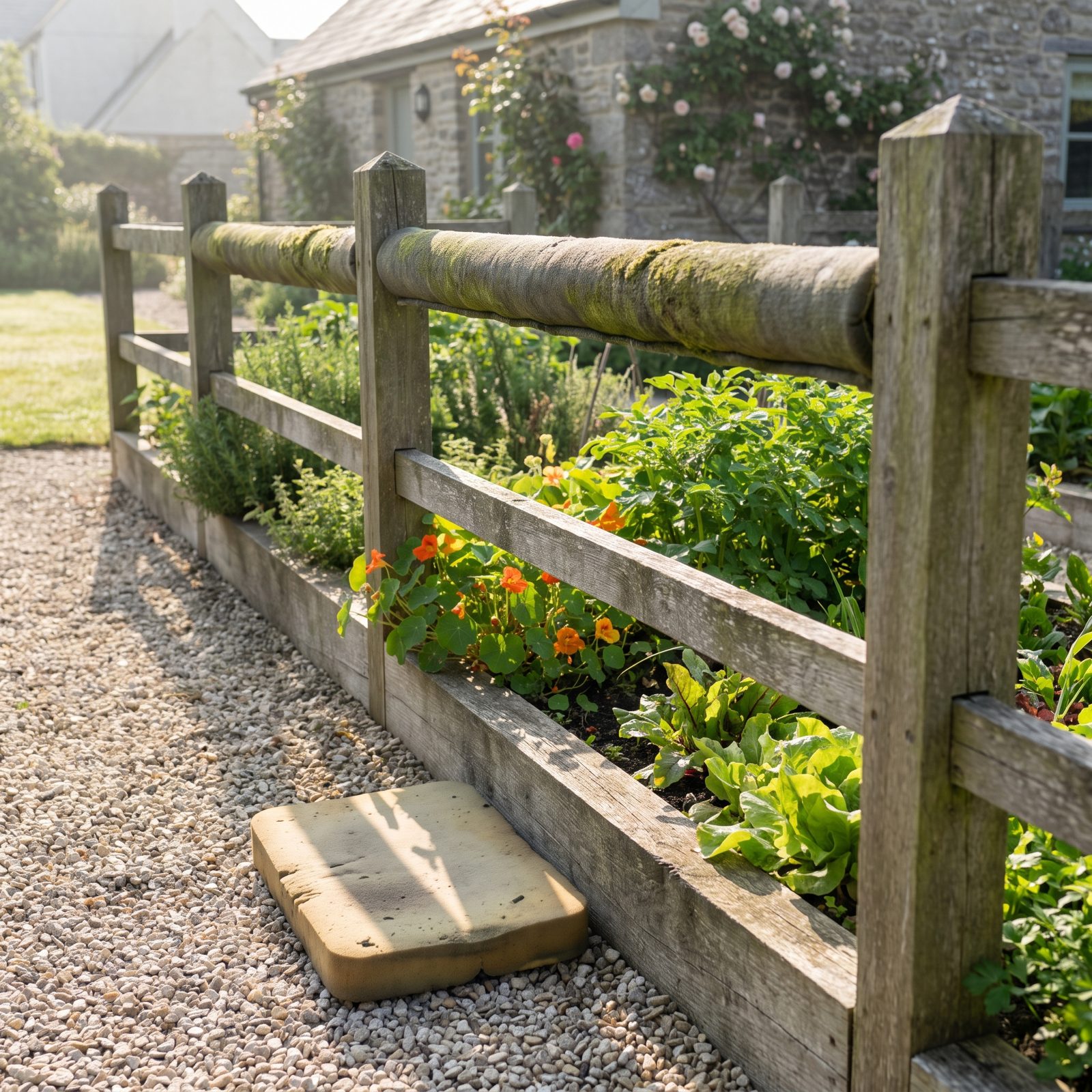A Raised Kneeling Rail Along a Frequently Tended Bed