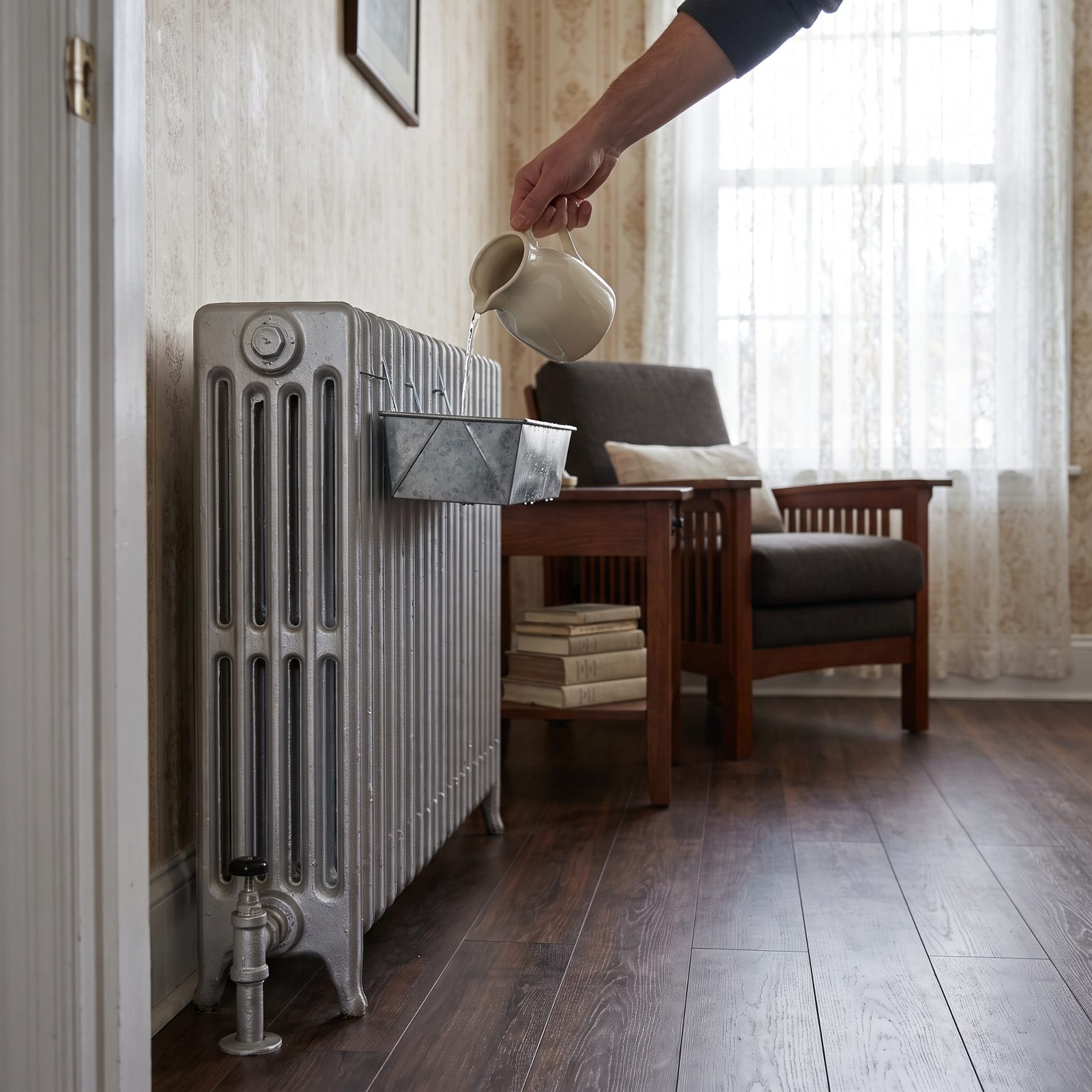 Refilling Water Pans Hung From the Radiators