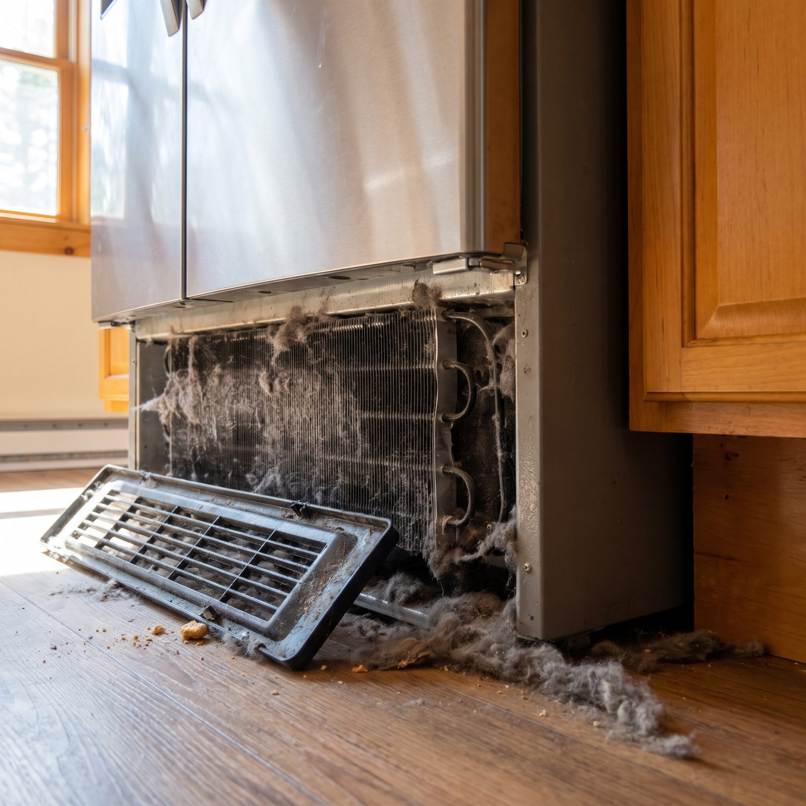 The Refrigerator Condenser Coils, Dust Makes Heat Harder to Release