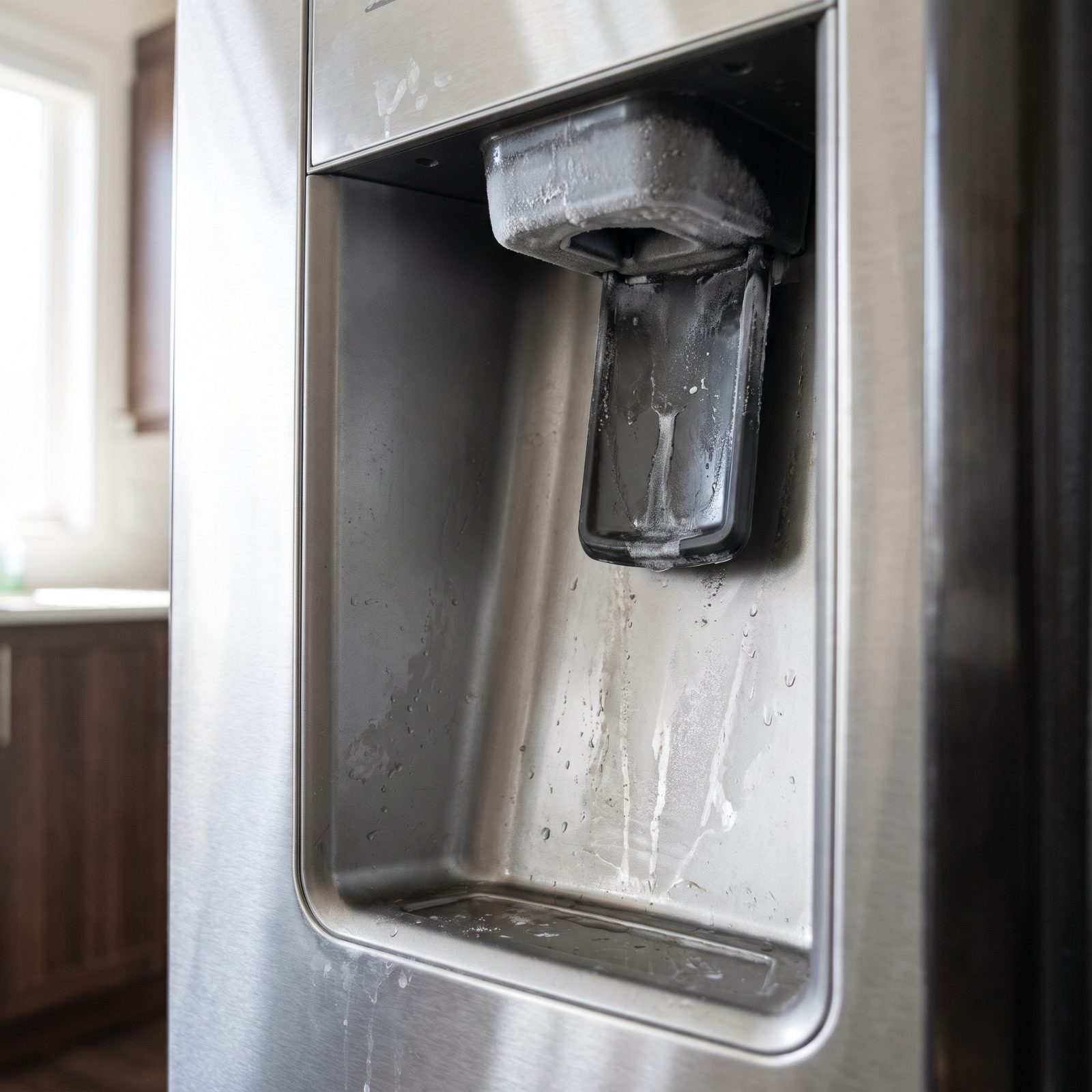The Refrigerator Ice Chute and Its Sticky Dispenser Door