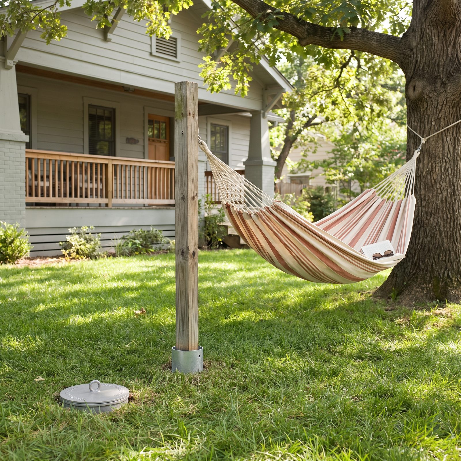 Removable Hammock Posts That Disappear When You Mow