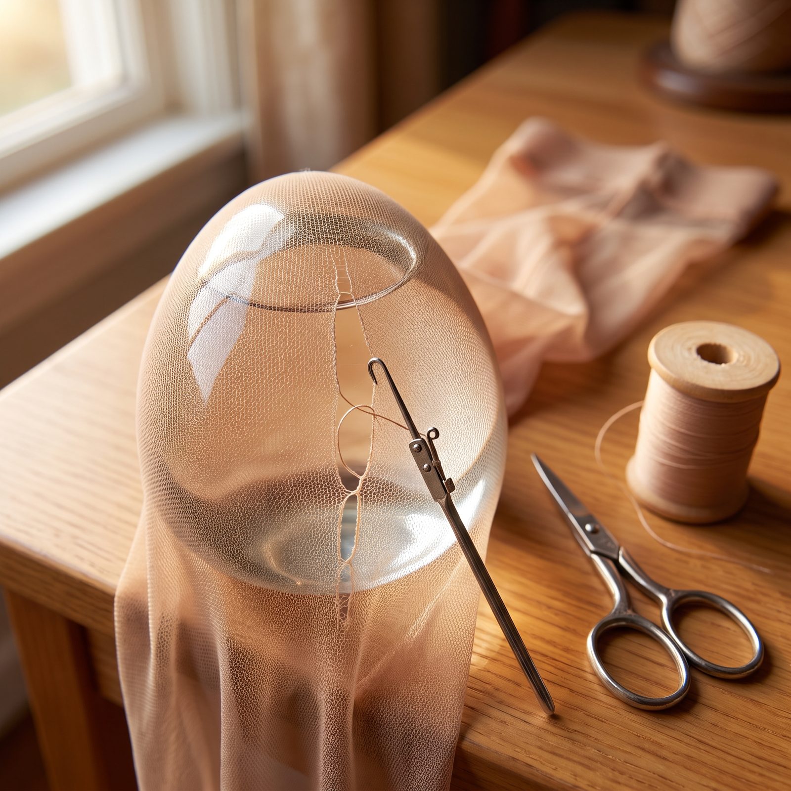 Repairing Runs in Nylon Stockings With a Latch Tool