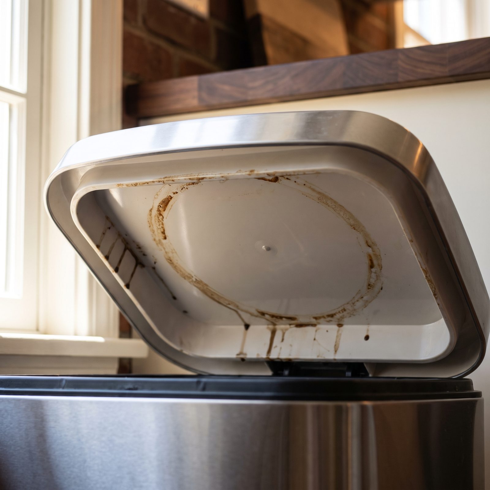 A Residue Ring Under the Trash-Can Lid Exposes Missed Splashes