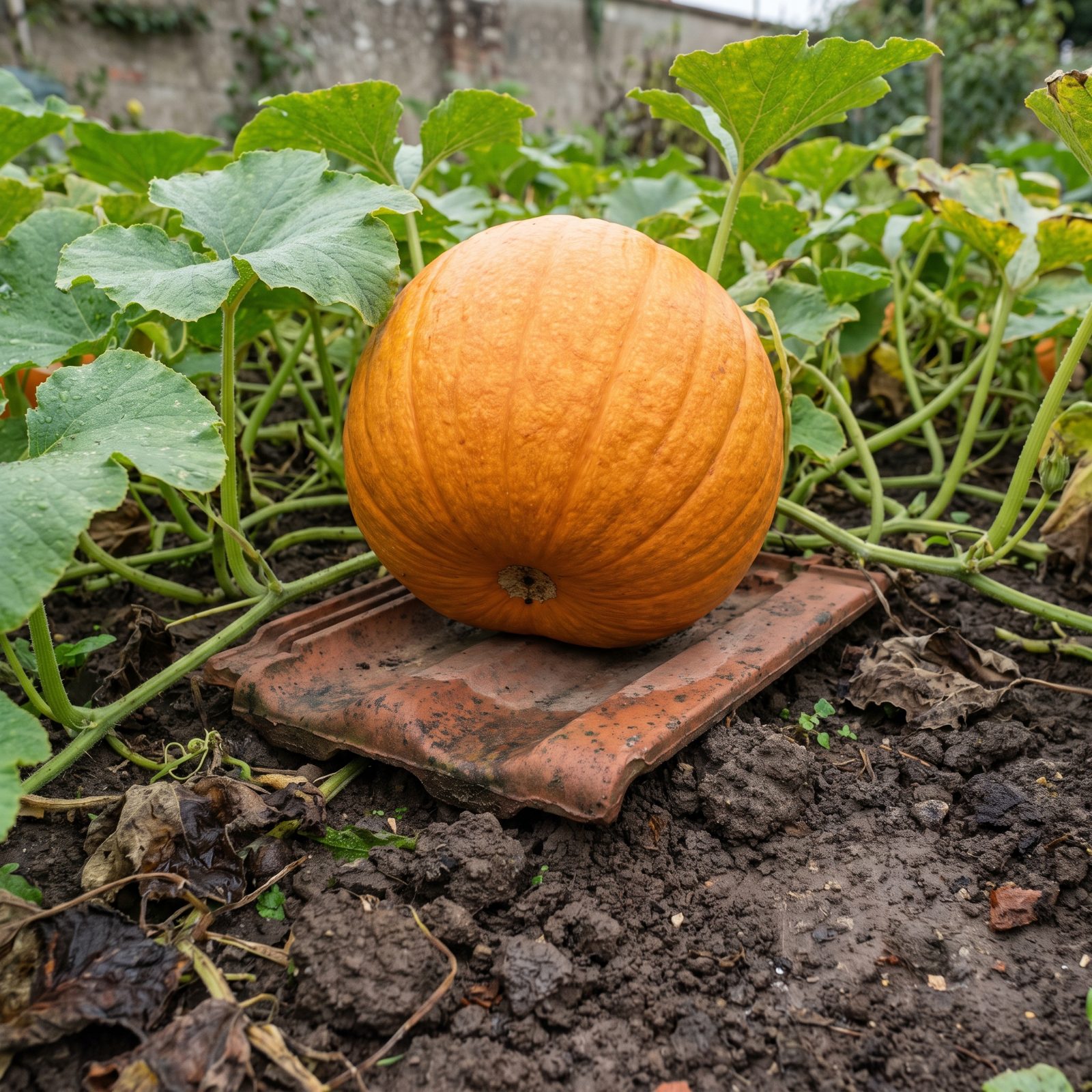 Rest Squash and Pumpkins on Tiles to Prevent Ground Rot
