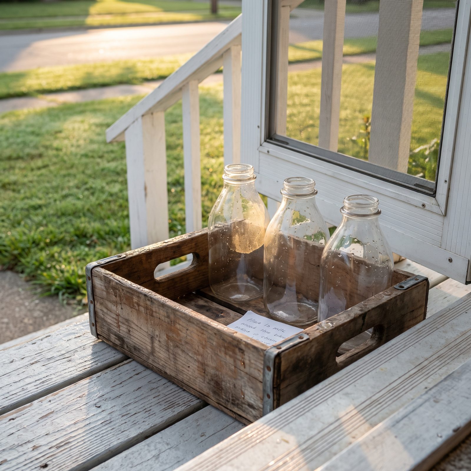 Rinsing the Glass Milk Bottles for the Milkman
