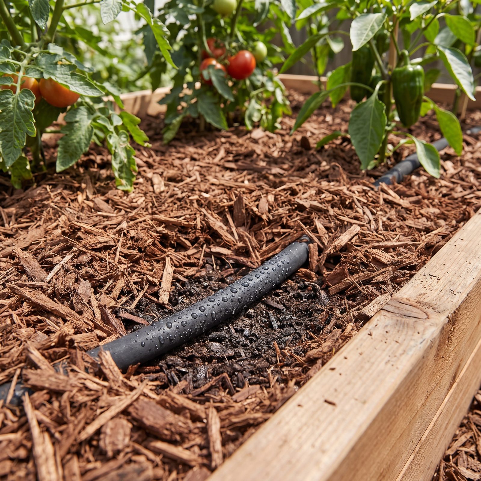 Run Soaker Hoses Beneath Mulch to Limit Evaporation