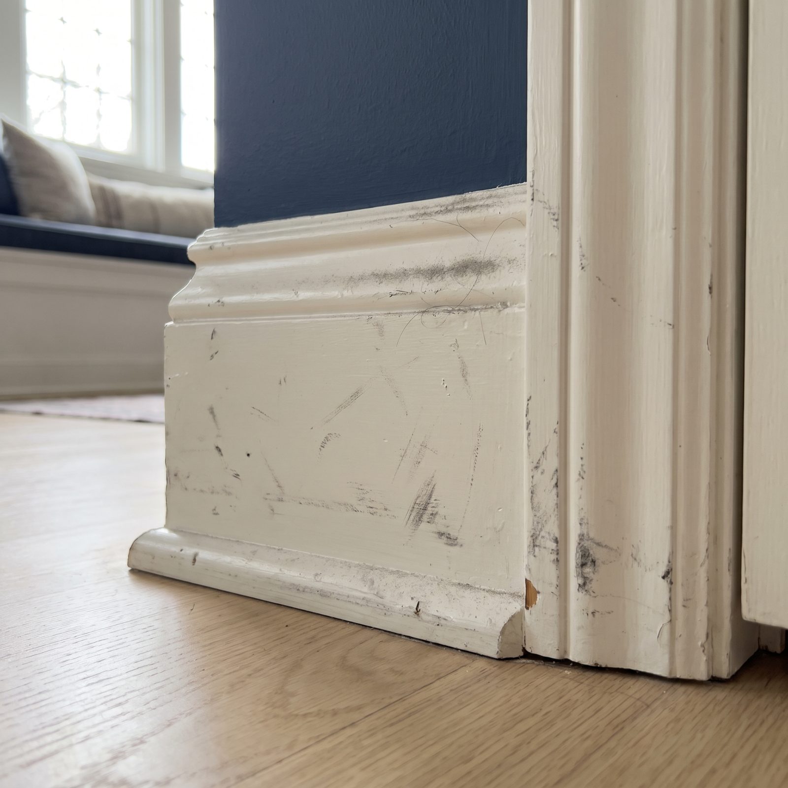 Scuffed, Scraped Baseboards and Door Trim