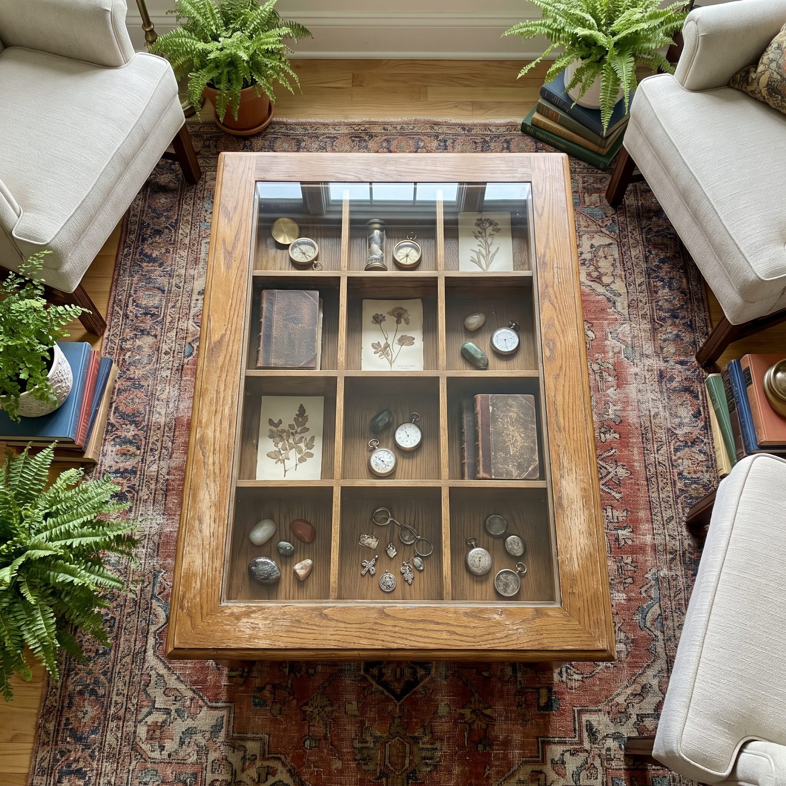Shadow-Box Coffee Table With Display Compartments