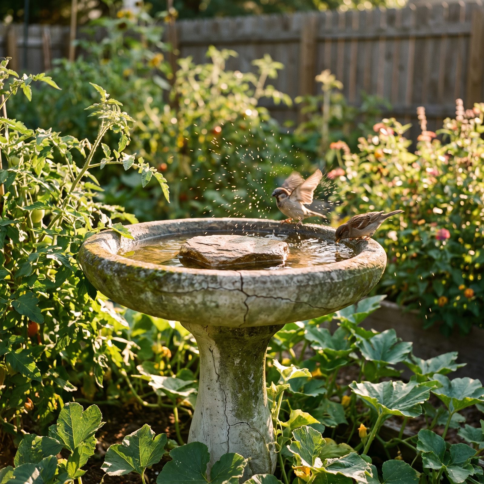 A Shallow Birdbath Welcoming Insect-Eating Birds