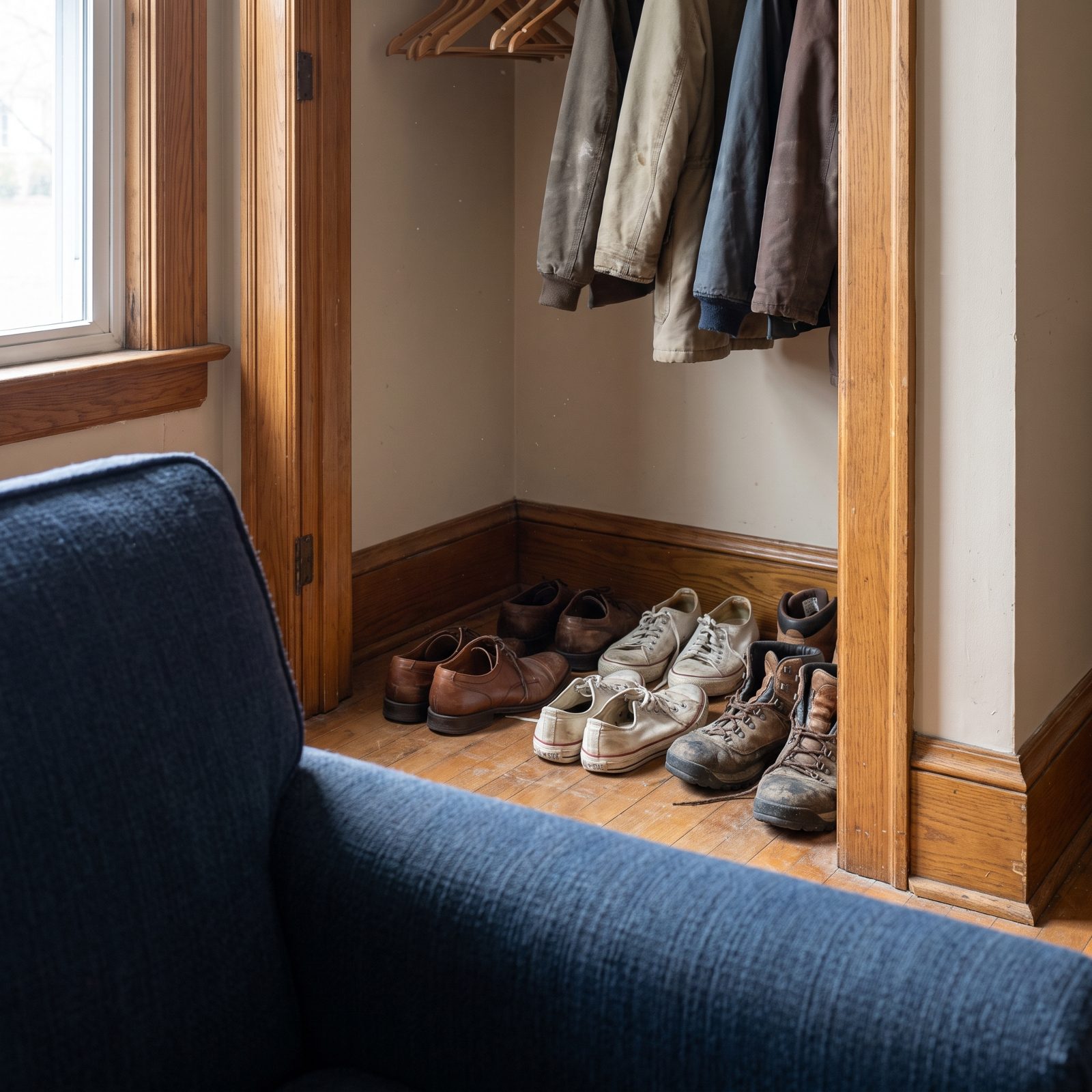 Shoes Quietly Collecting Odor in the Entry Closet