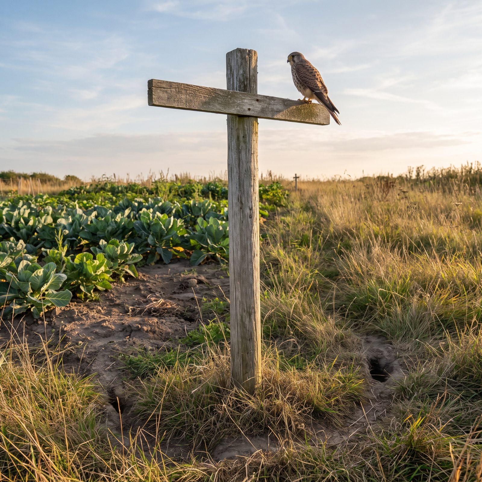 A Simple Raptor Perch Overlooking a Vole-Prone Plot