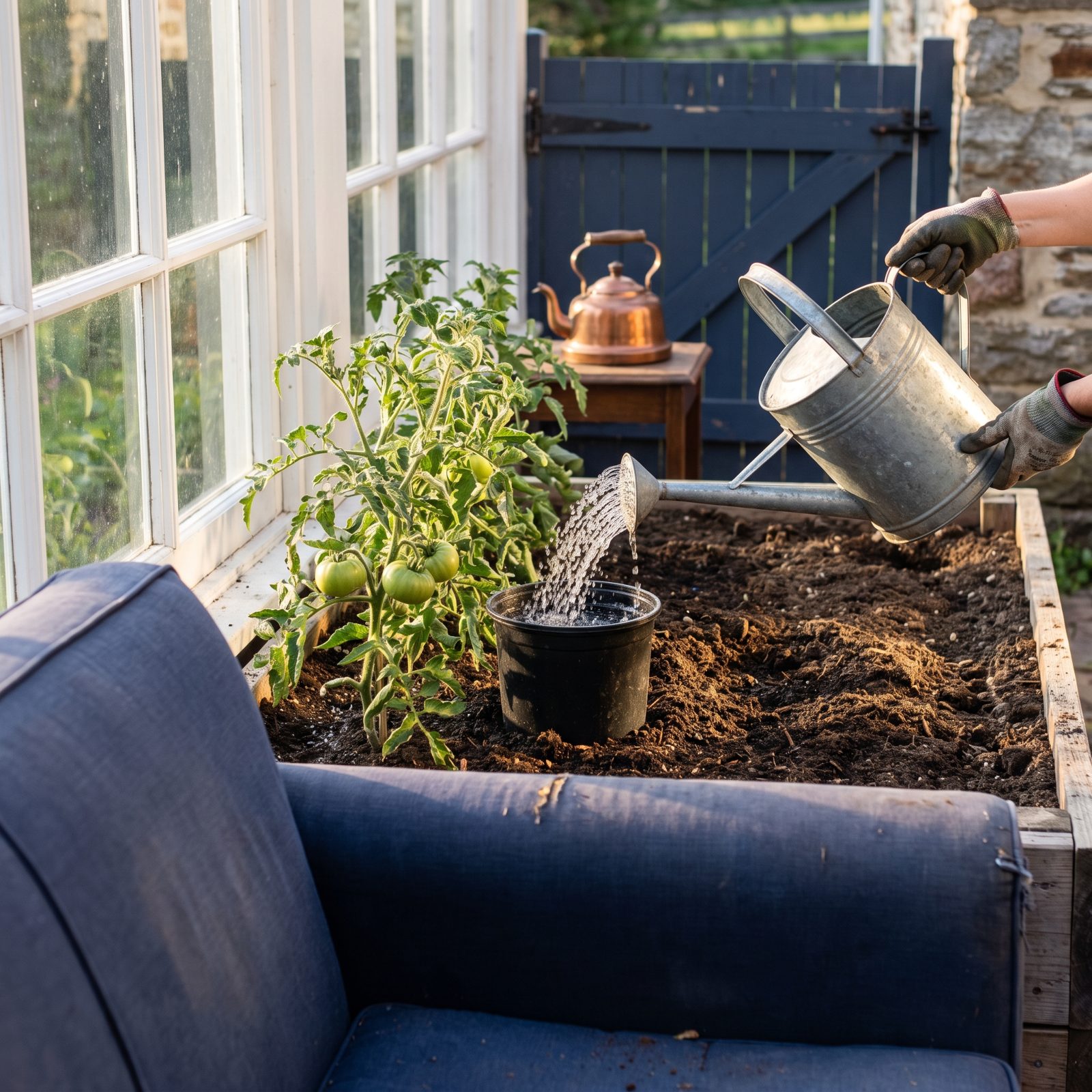 Sink a Nursery Pot Beside Thirsty Plants to Water the Roots Directly