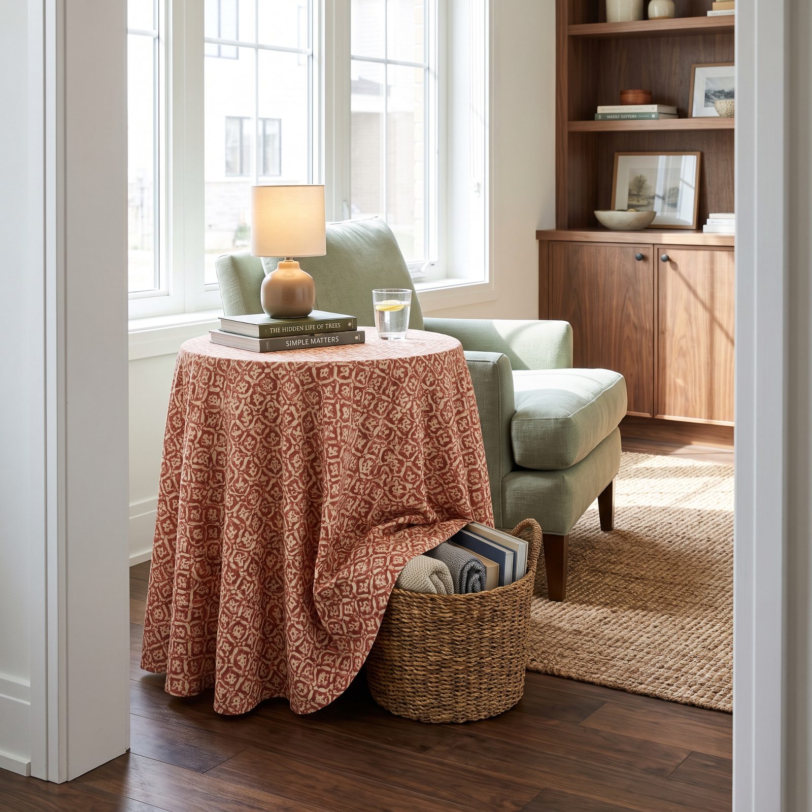 Skirted Side Tables That Hide Storage in Plain Sight