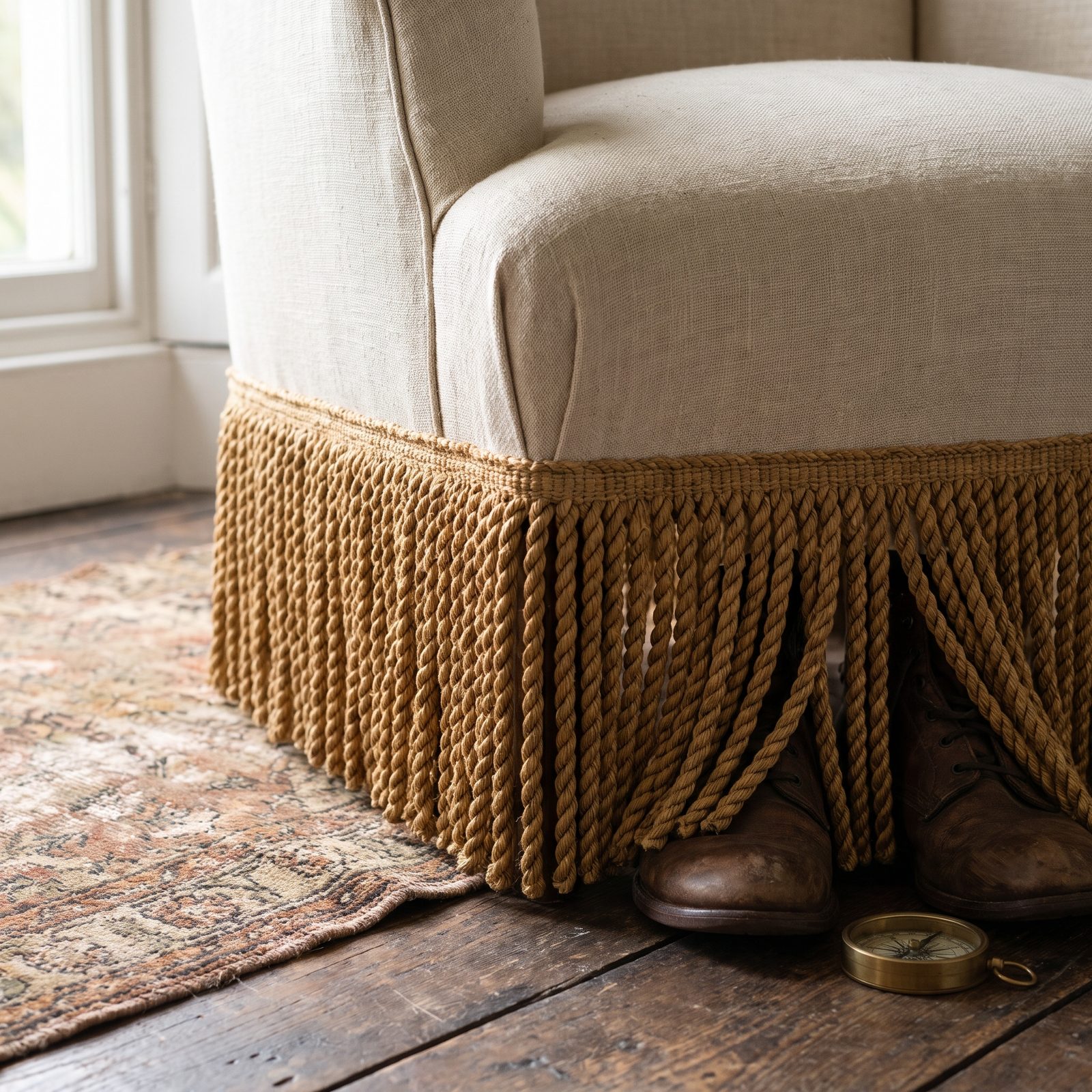 The Skirted Sofa With Bullion Fringe