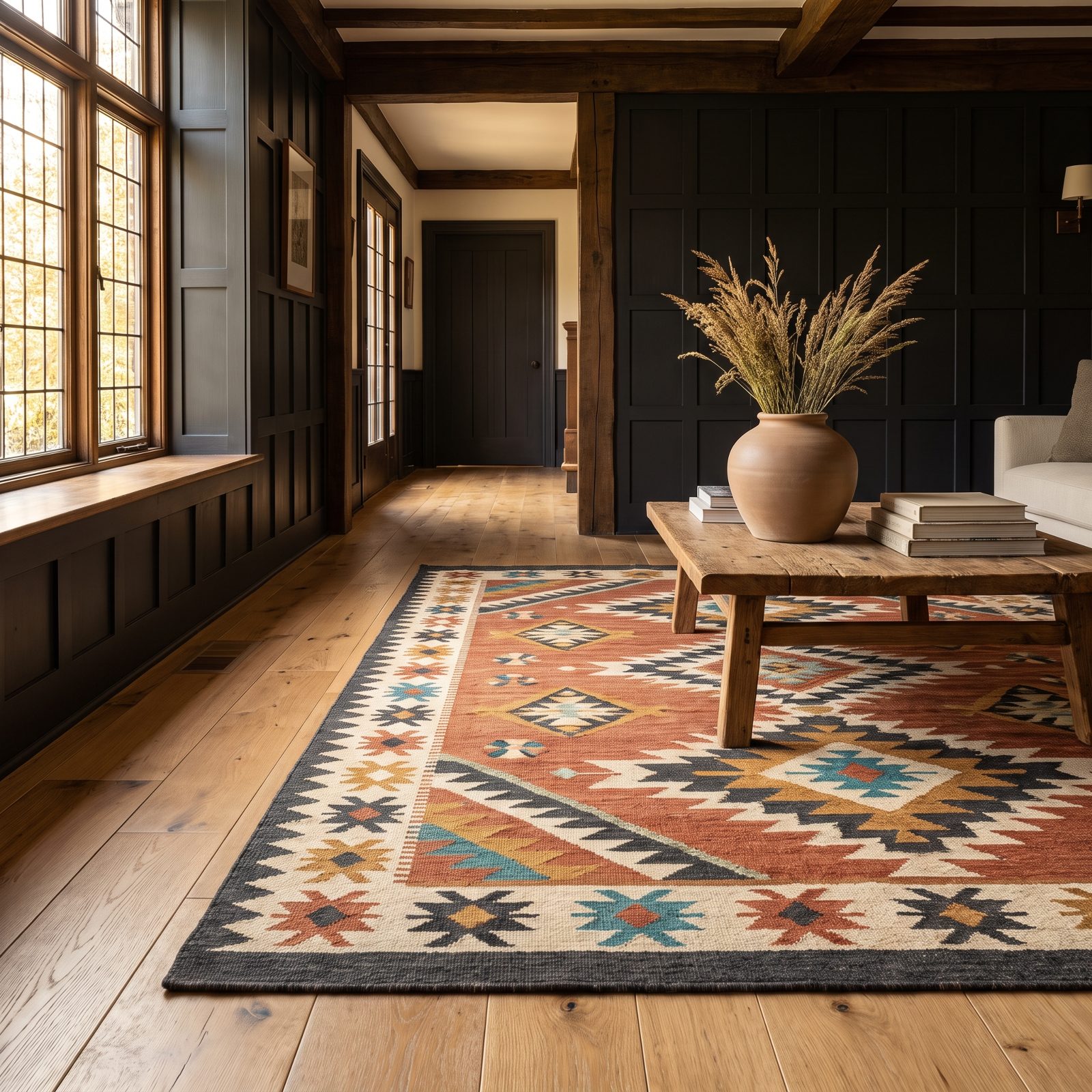 Southwestern Geometric Rugs Warm Up Wood and Clay