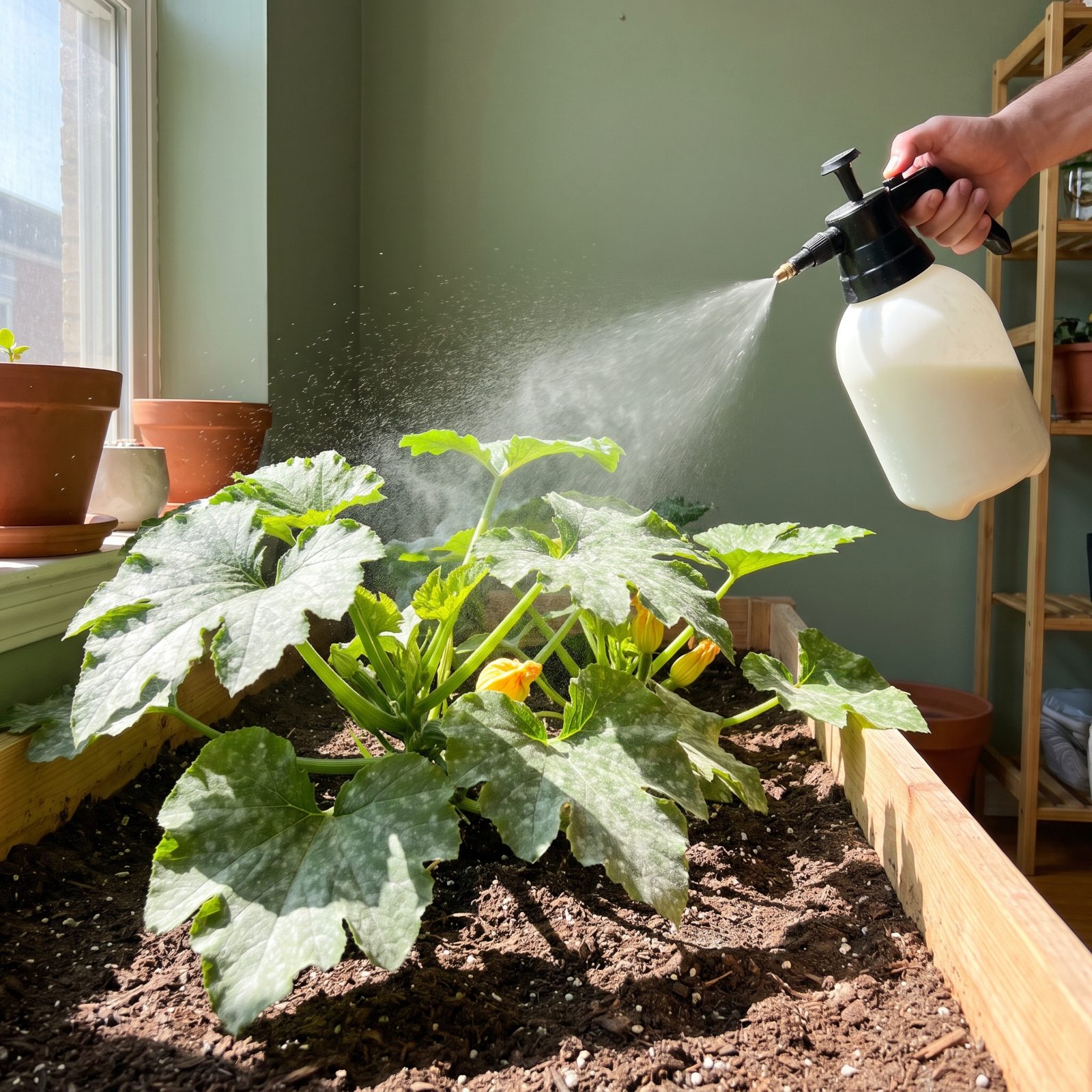 Spray Diluted Milk to Suppress Powdery Mildew