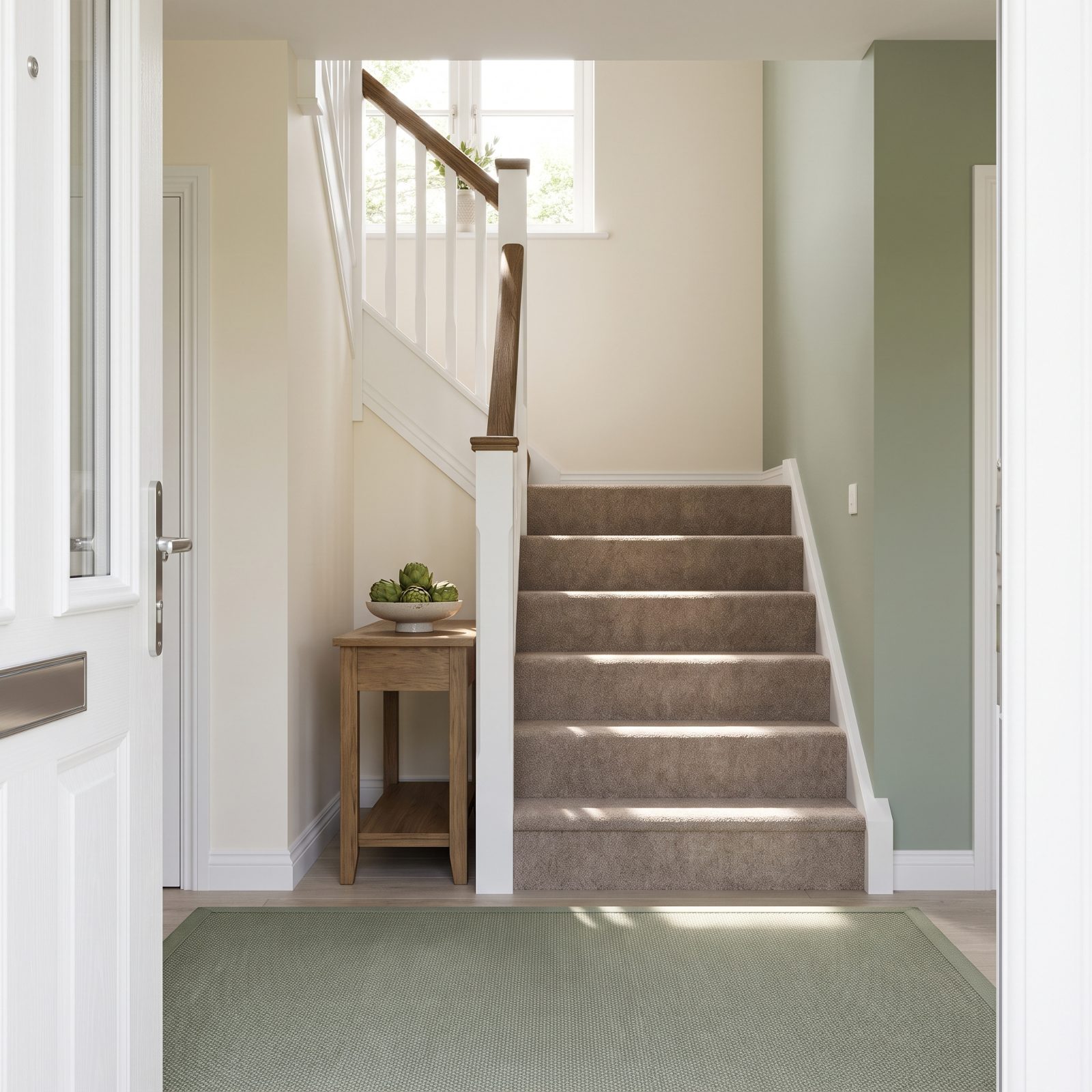 A Staircase Positioned Directly Across From the Entrance