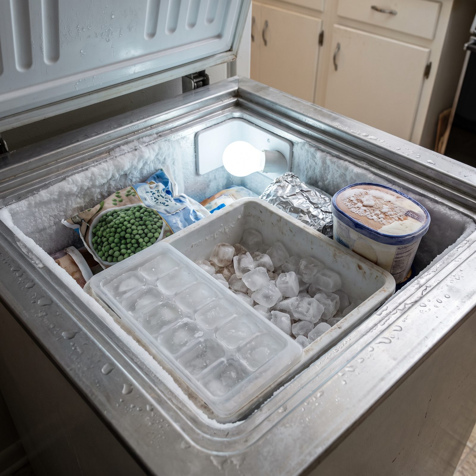 Stale Ice Cubes Soaking Up Everything in the Freezer