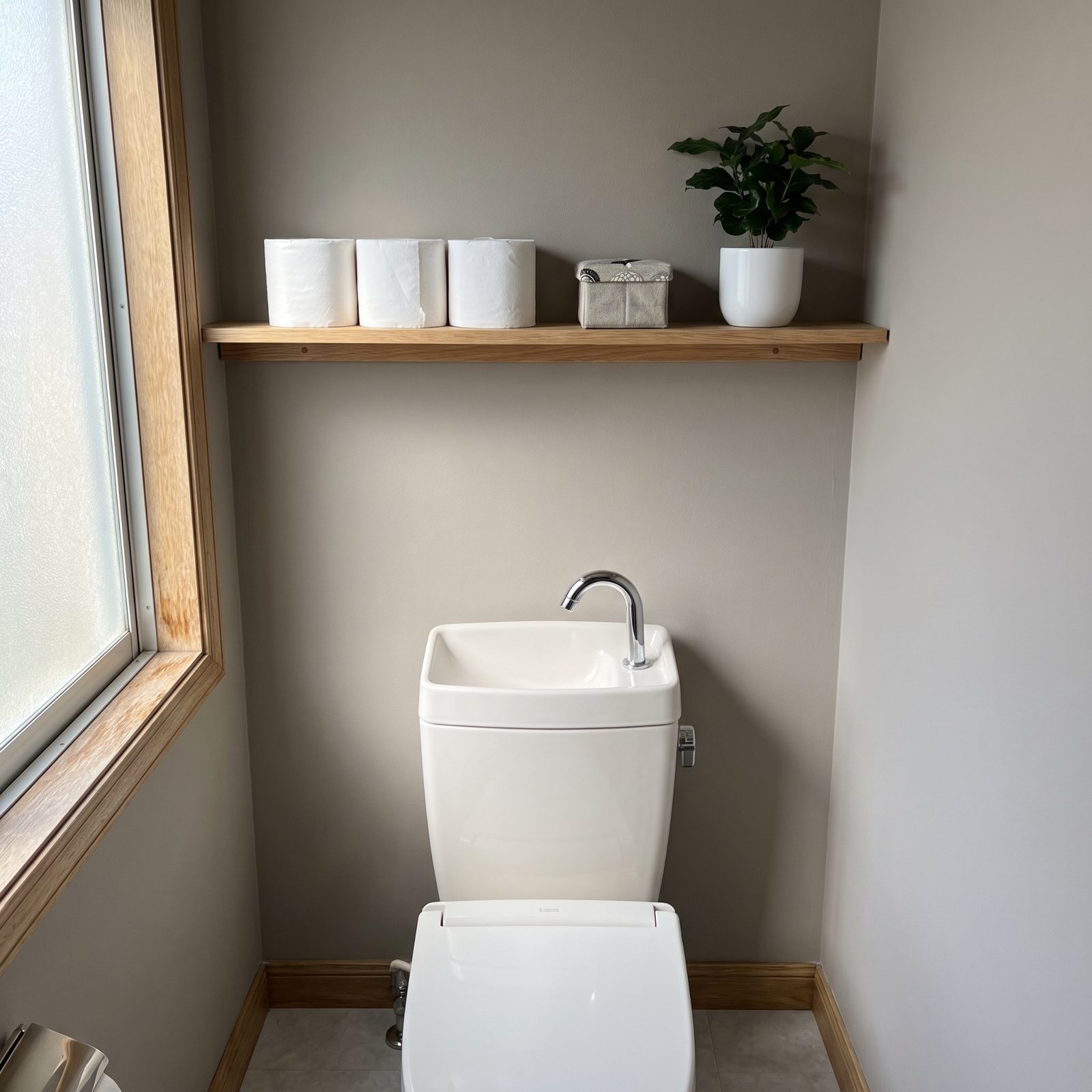 Store Toilet Paper on a Shelf Above the Toilet Tank