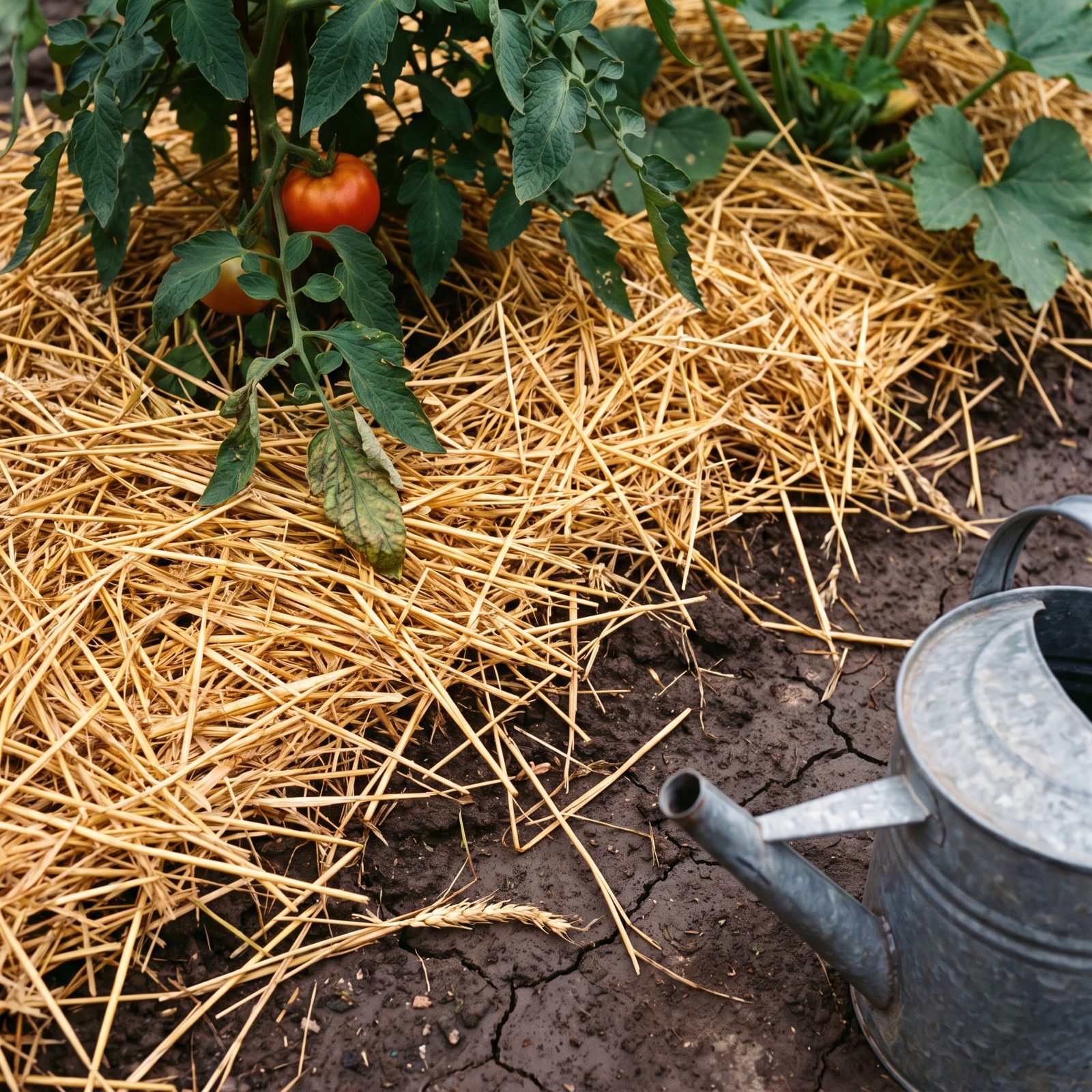 Straw Tucked Around Thirsty Vegetables