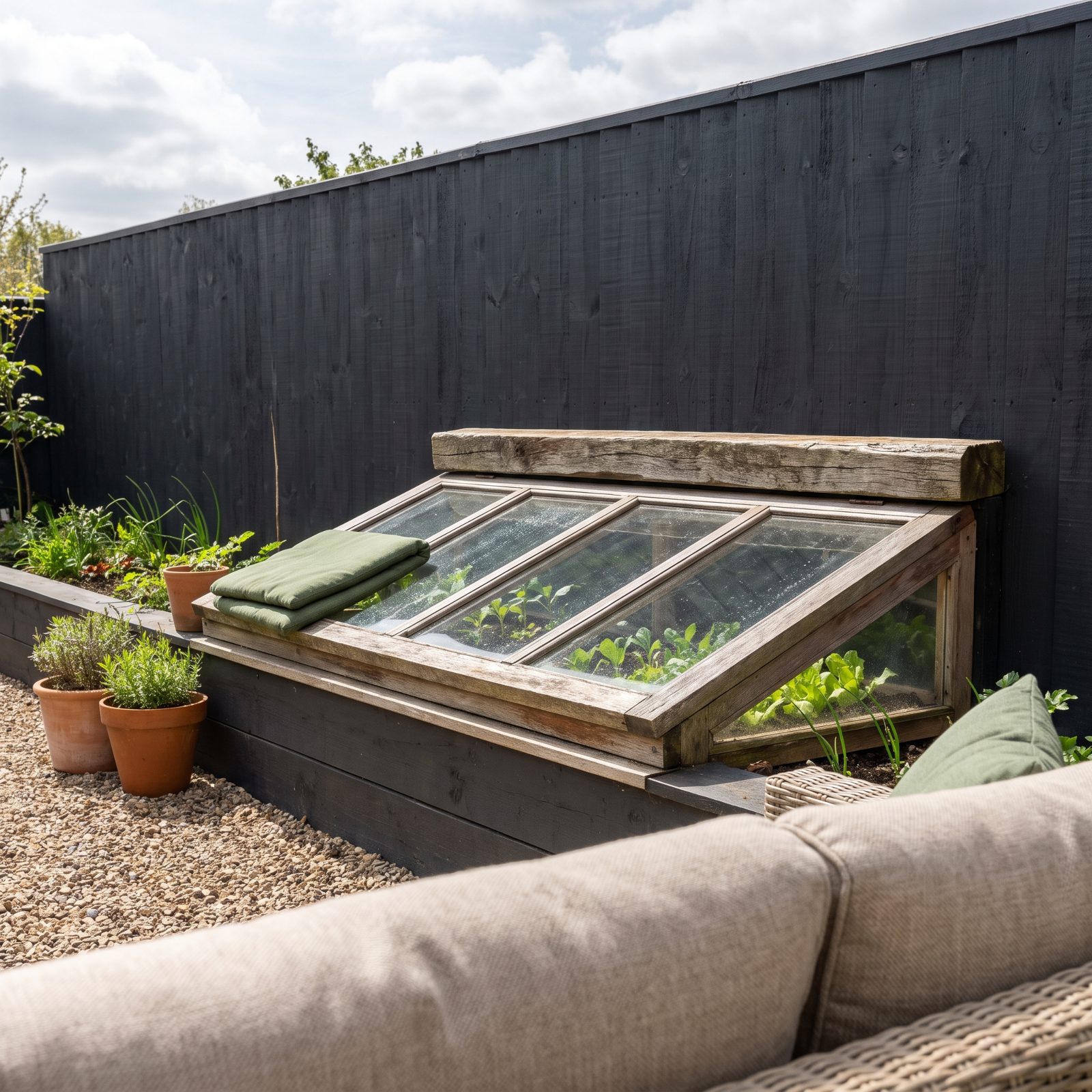 A Sunken Cold Frame With a Seat Lid