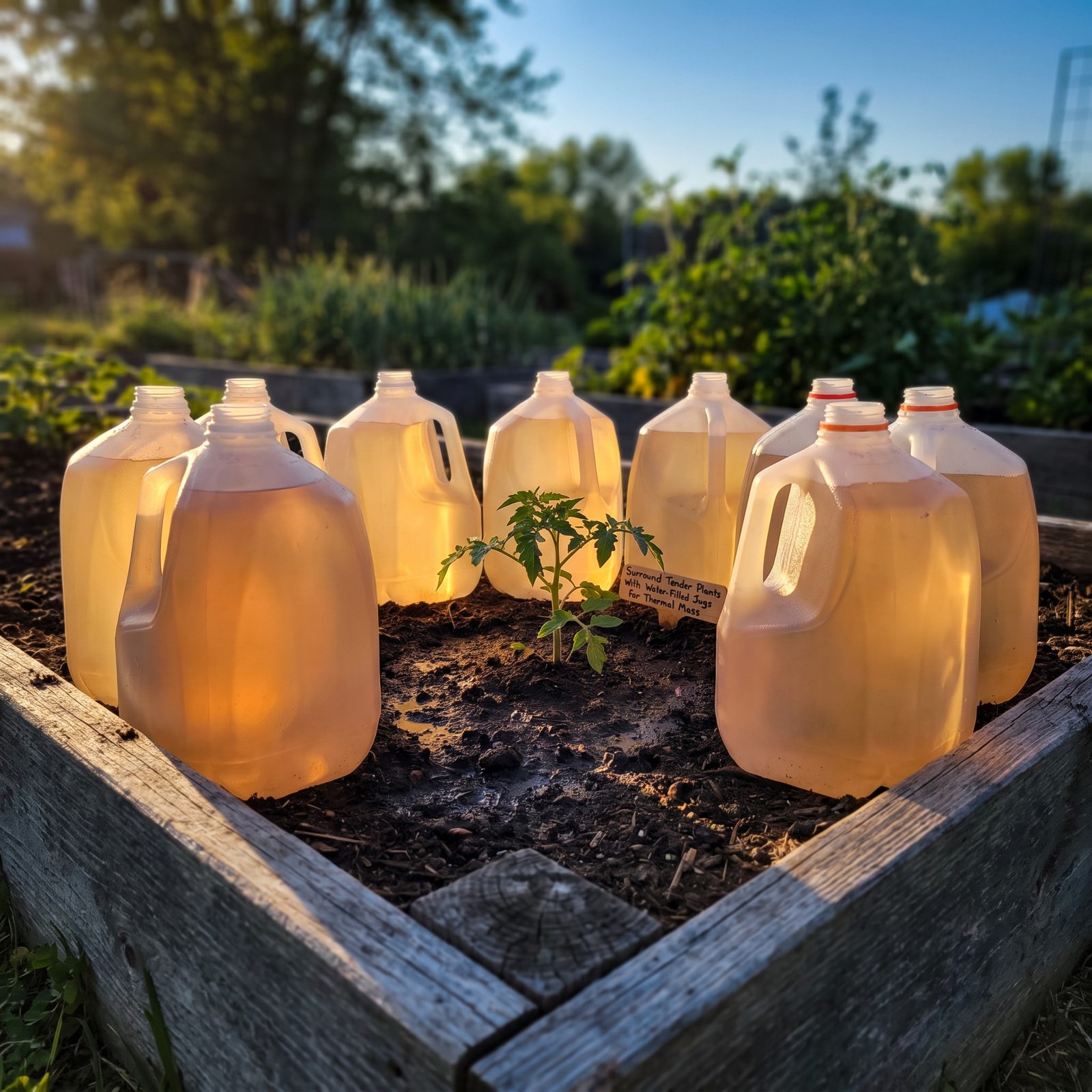 Surround Tender Plants With Water-Filled Jugs for Thermal Mass
