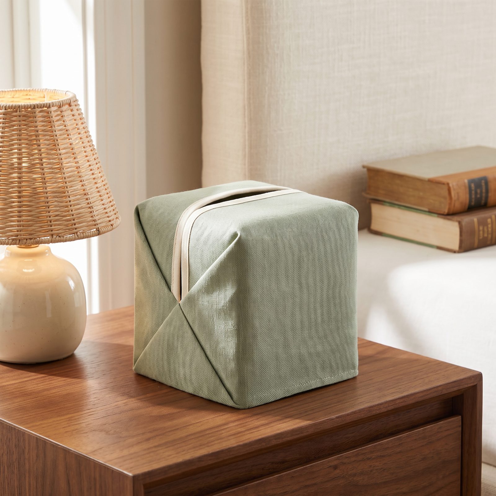 Tailored Fabric Tissue-Box Covers in Linen and Chintz