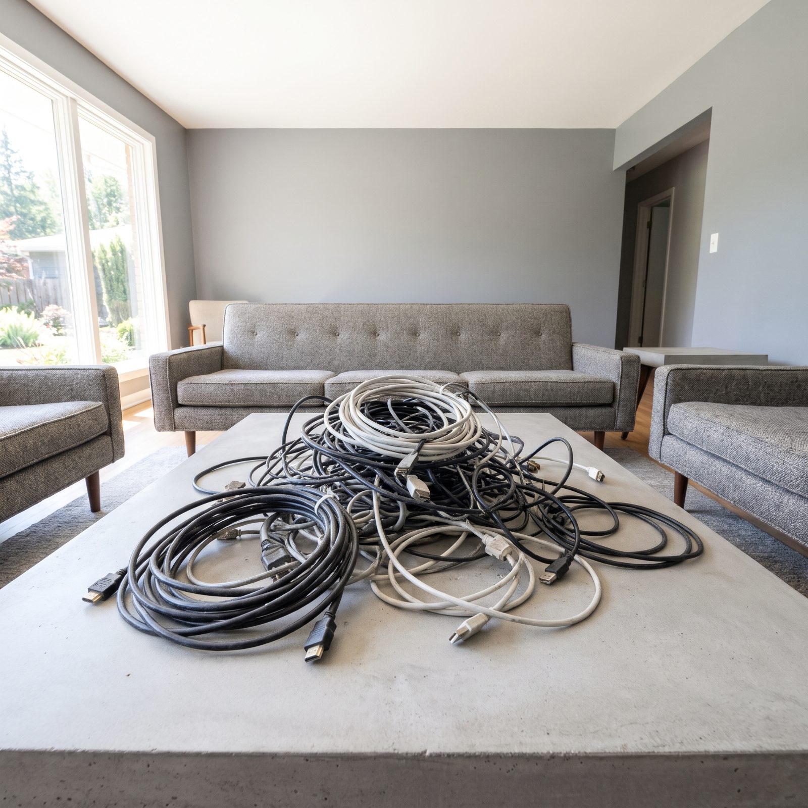 Tangled Piles of Unused Cables
