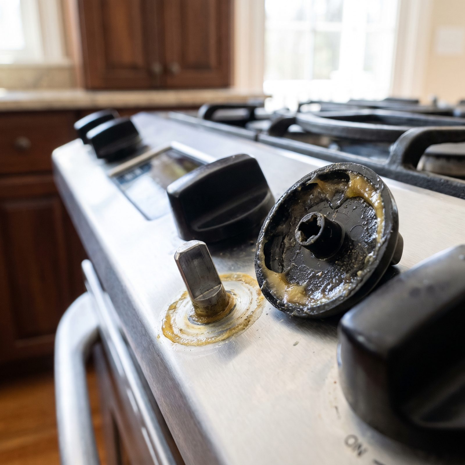 The Undersides of Stove Control Knobs, Grease That Hides Behind the Dials