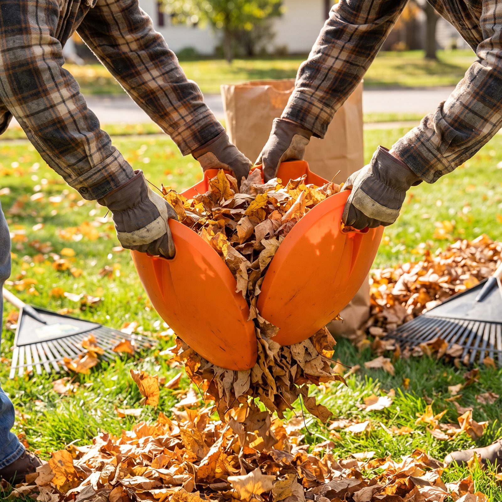 Use Two Lightweight Leaf Scoops as Oversized Hands
